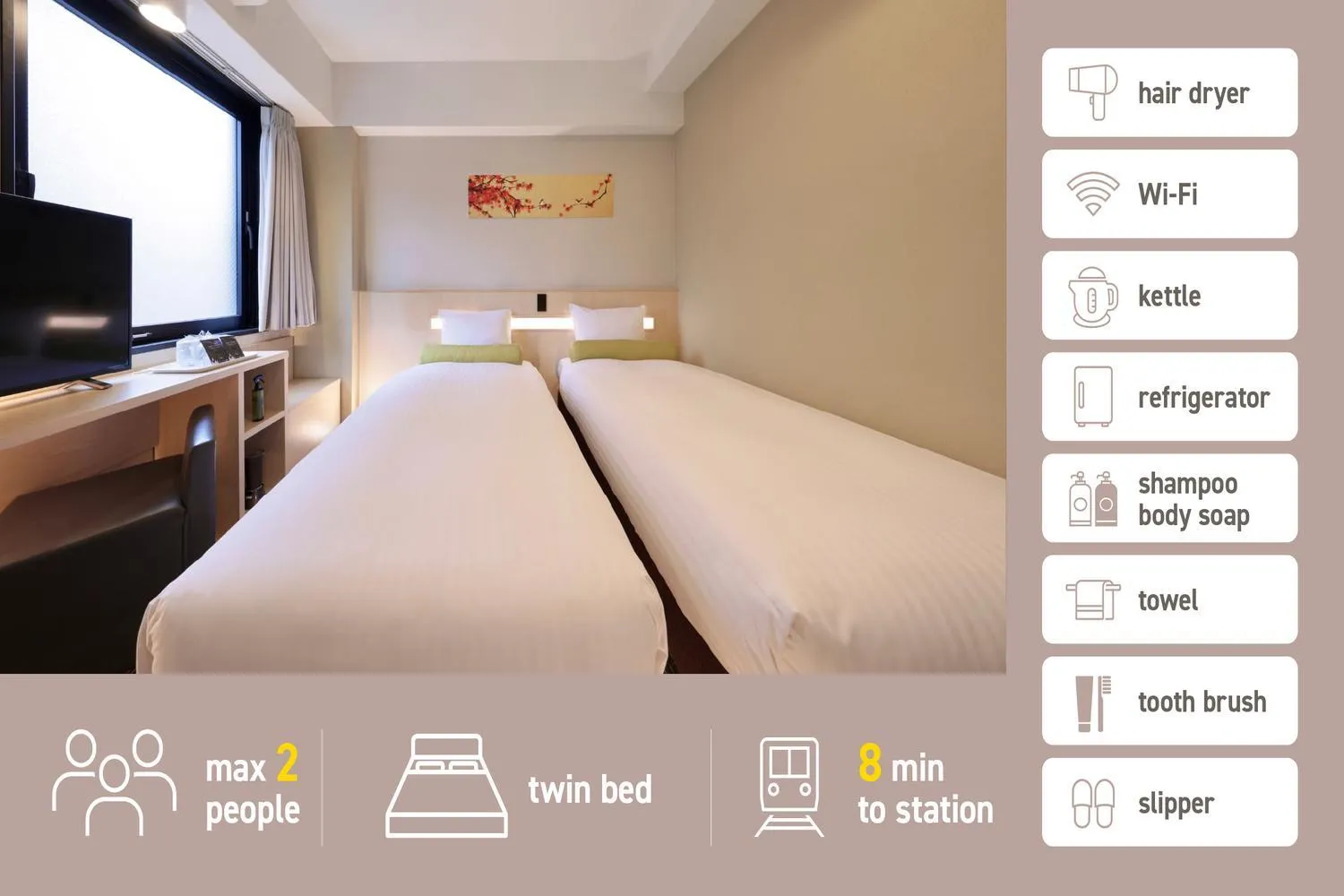 Bed in Shinsaibashi-Higashi Crystal Hotel