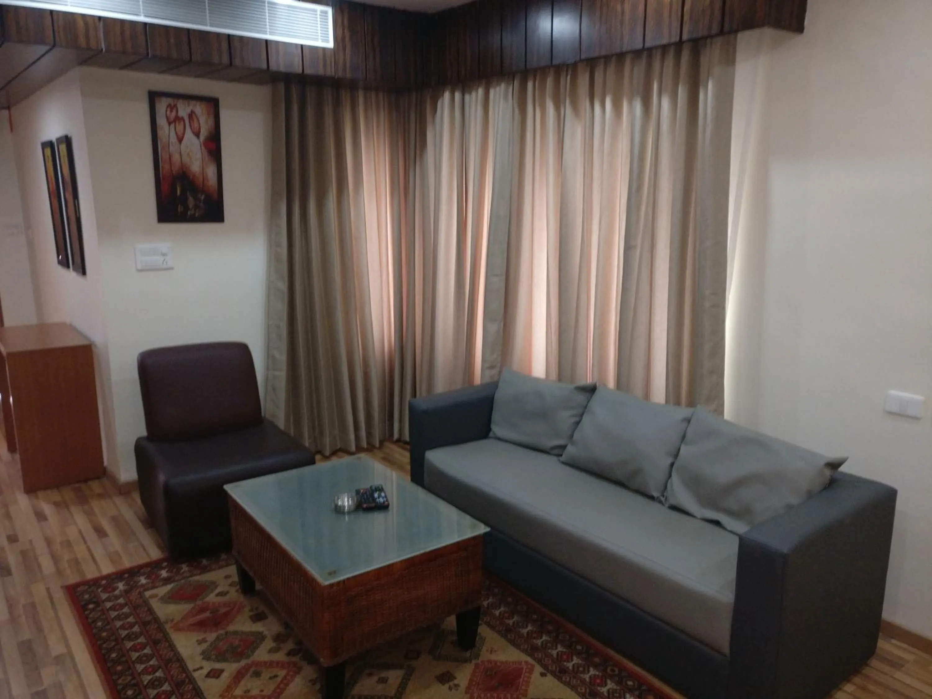 Seating area in Hotel Hampi International