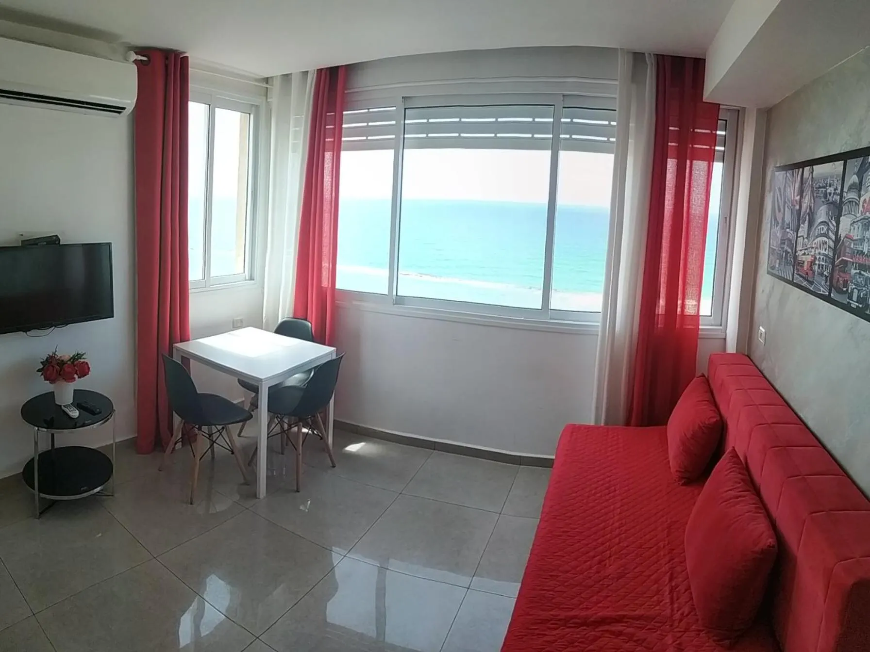 Living room in 612 apartment on the beach