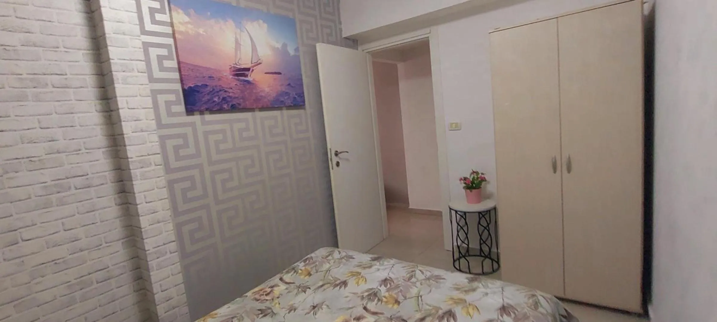 Bed in 612 apartment on the beach