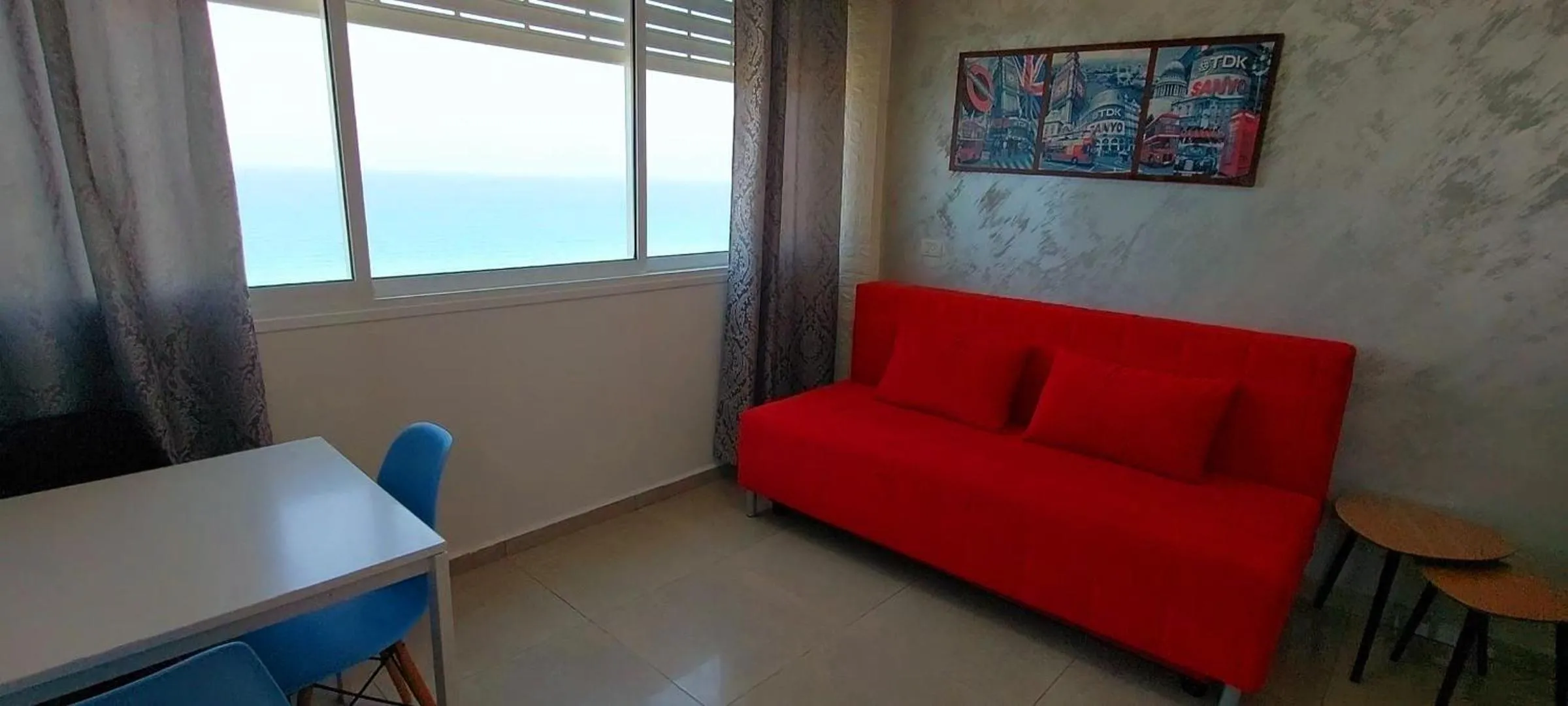 Living room in 612 apartment on the beach