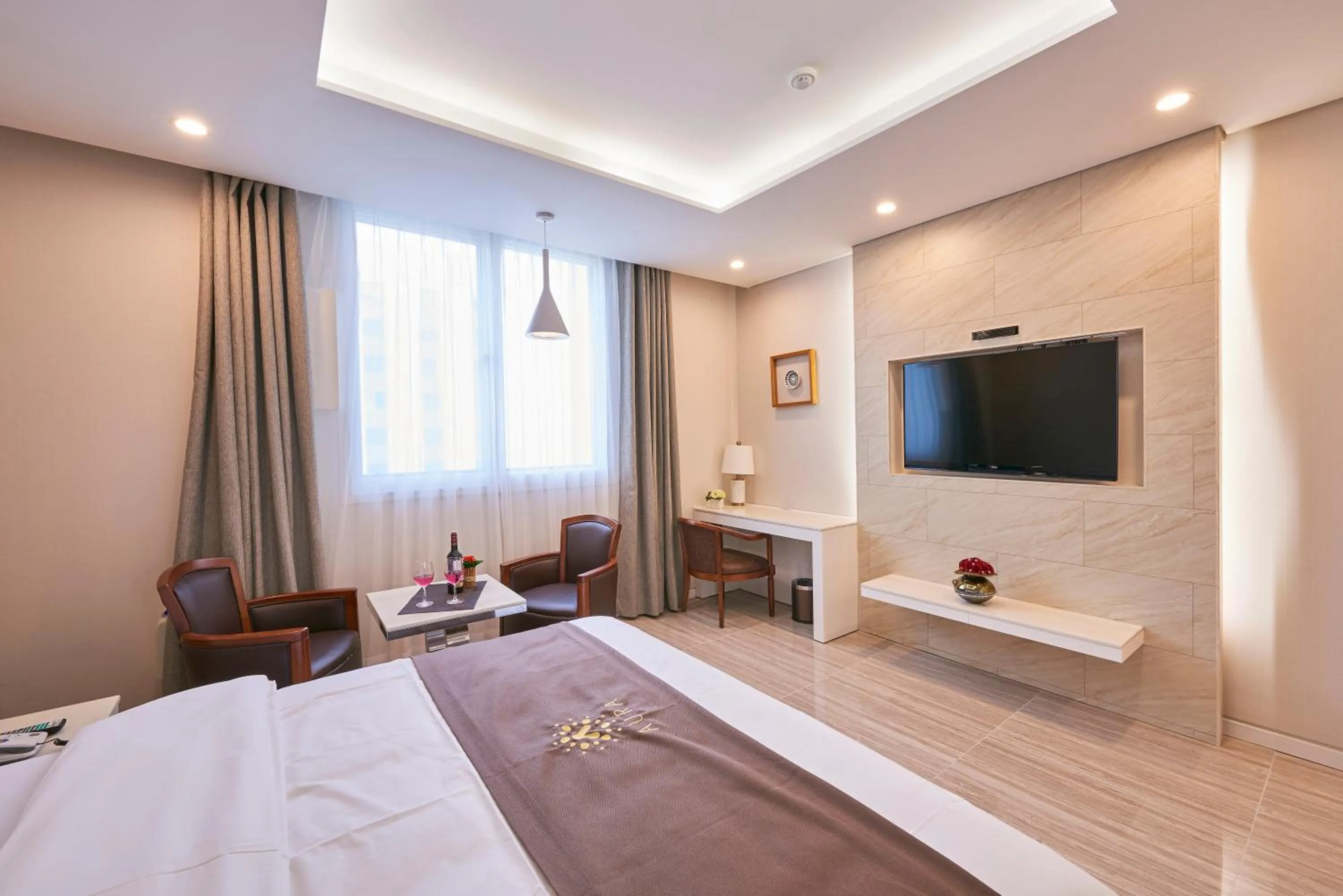 Bed in Gwangju Aura Hotel