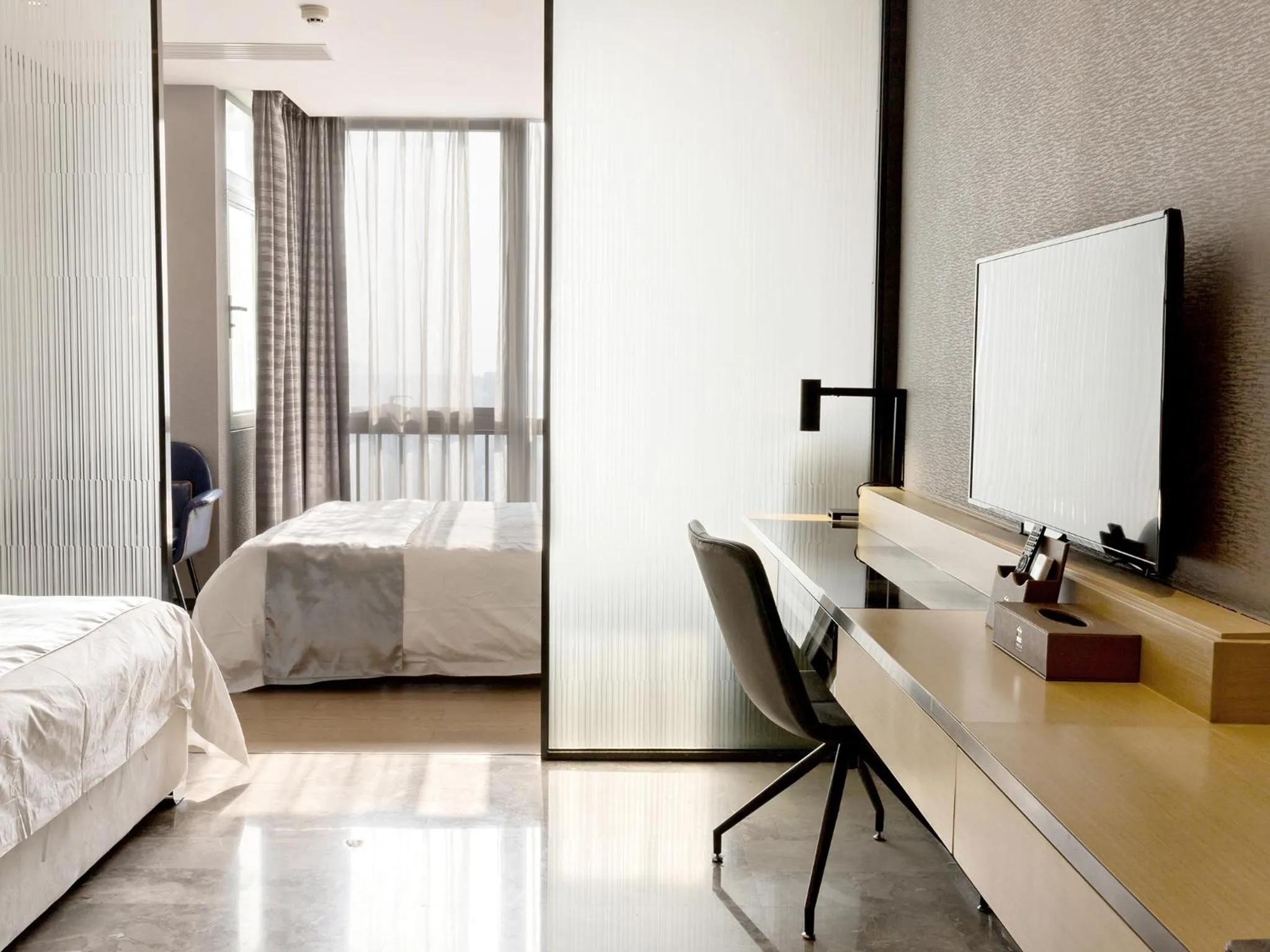 Seating area, Bed in Boman Holiday Apartment Beijing Road Jie Deng Du Hui Branch