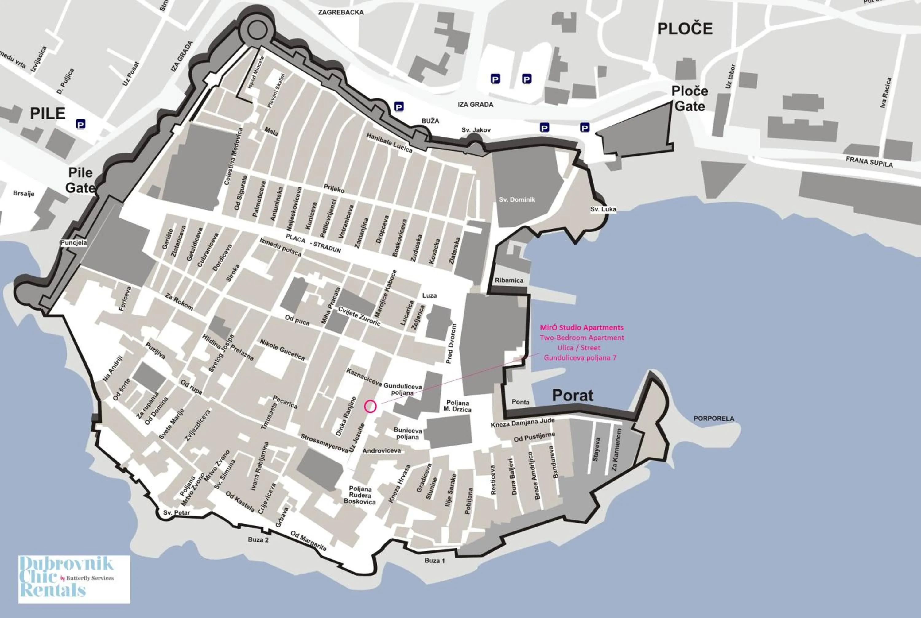 Bird's eye view in Miró Studio Apartments Dubrovnik