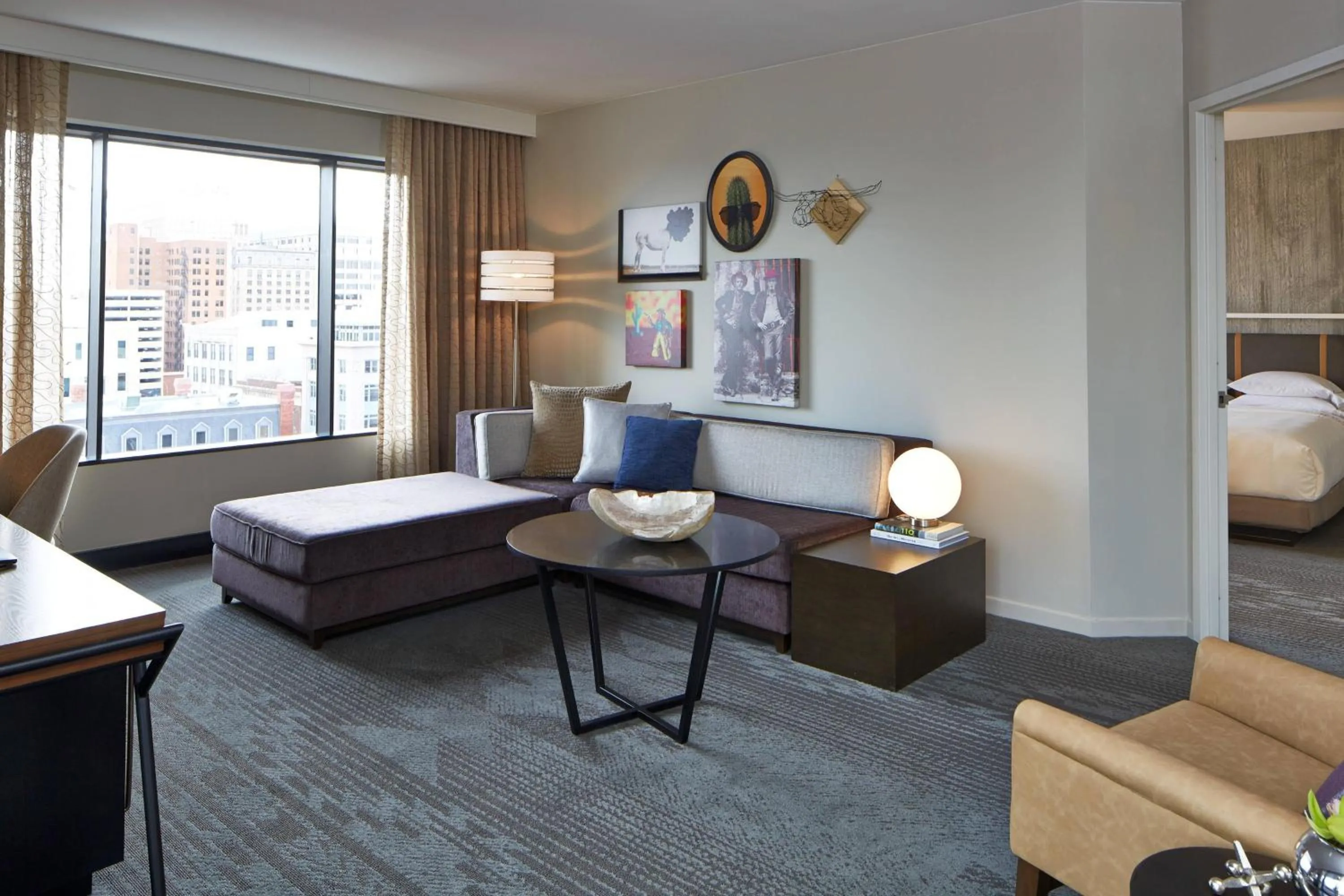 Living room, Bed in The Worthington Renaissance Fort Worth Hotel