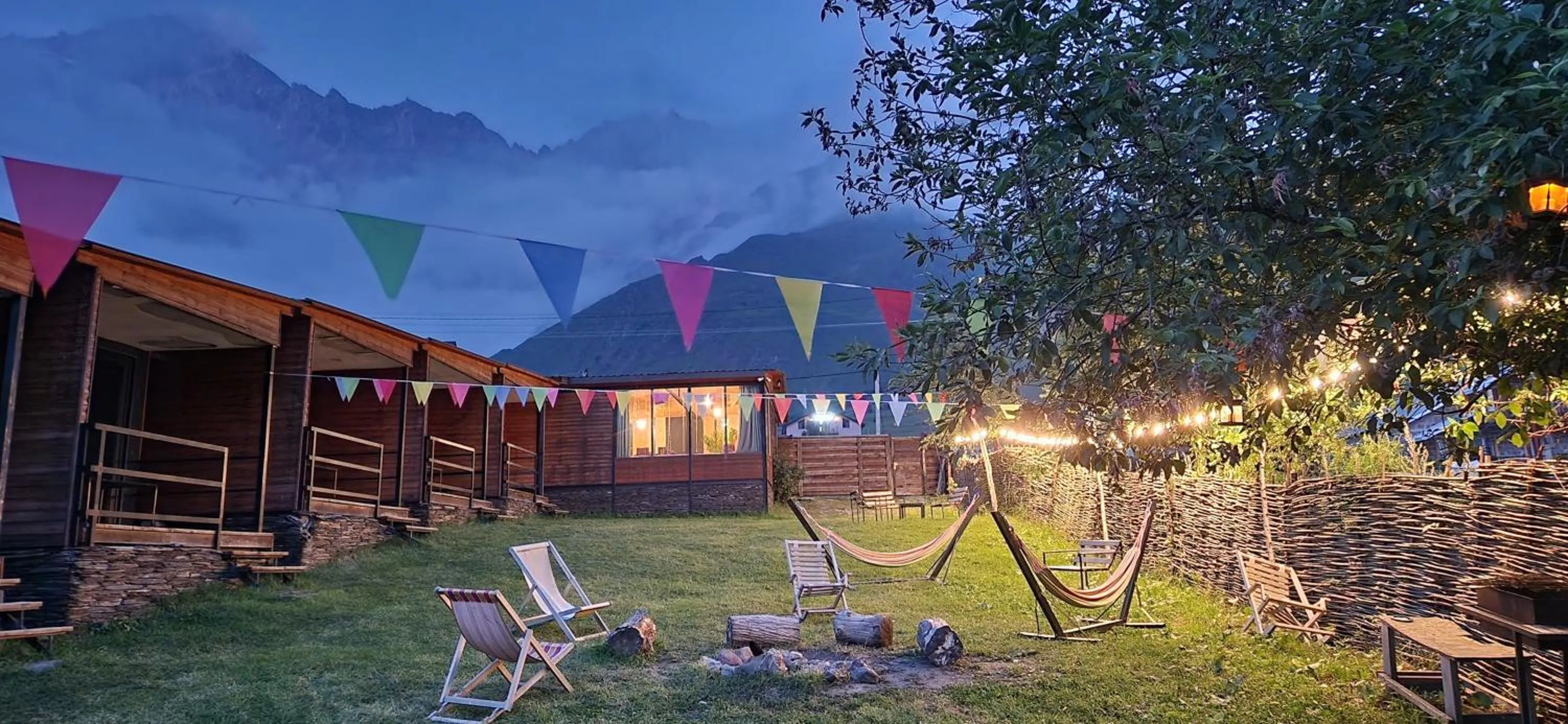 Inner courtyard view in Kazbegi Cottages
