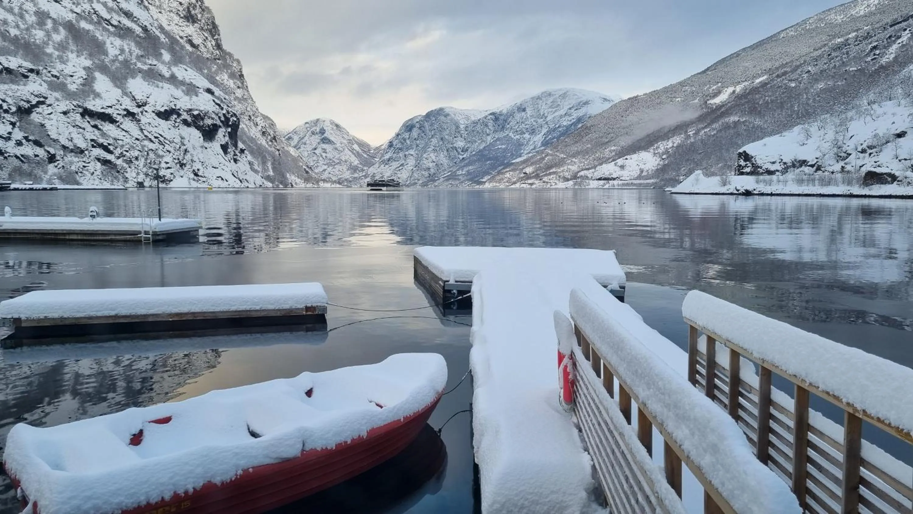 Winter in Flåm Marina