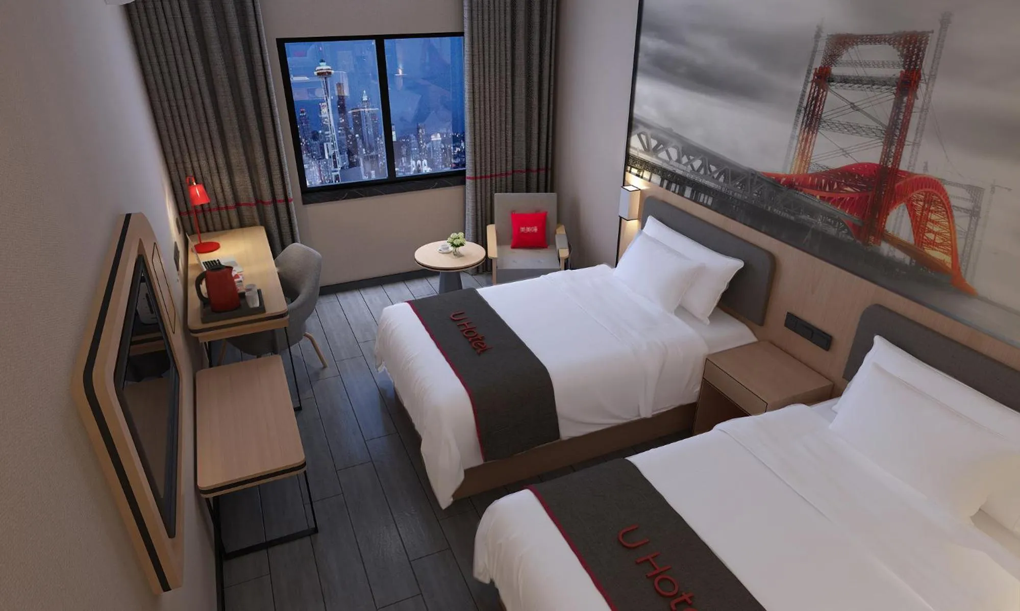 Bed in Thank Inn Chain Hotel Shandong Qingdao Huangdao Wangtai Juyang Road