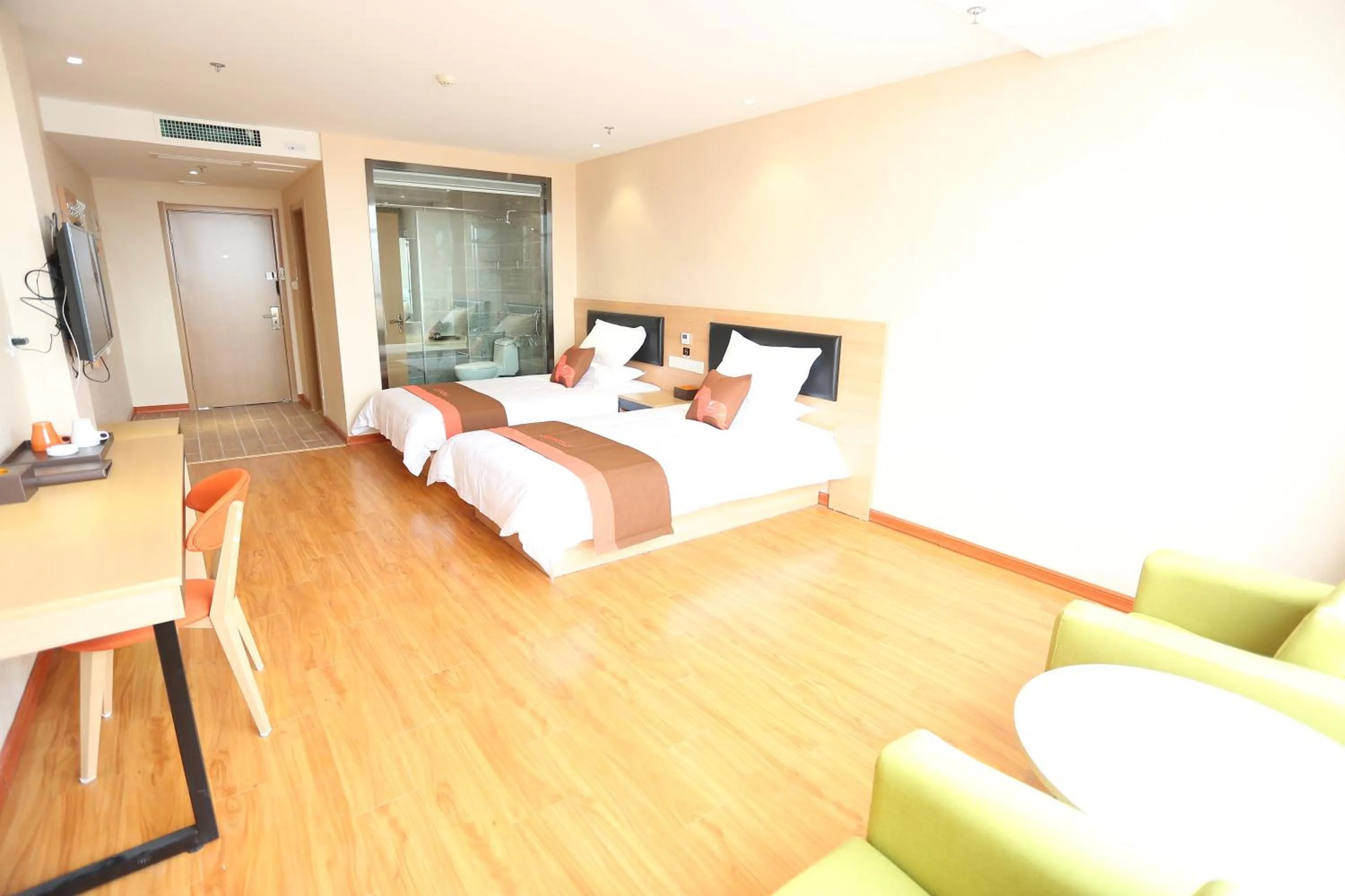 Bed in JUNYI Hotel Hebei Shijiazhuang Pingshan Town Wanshou Road