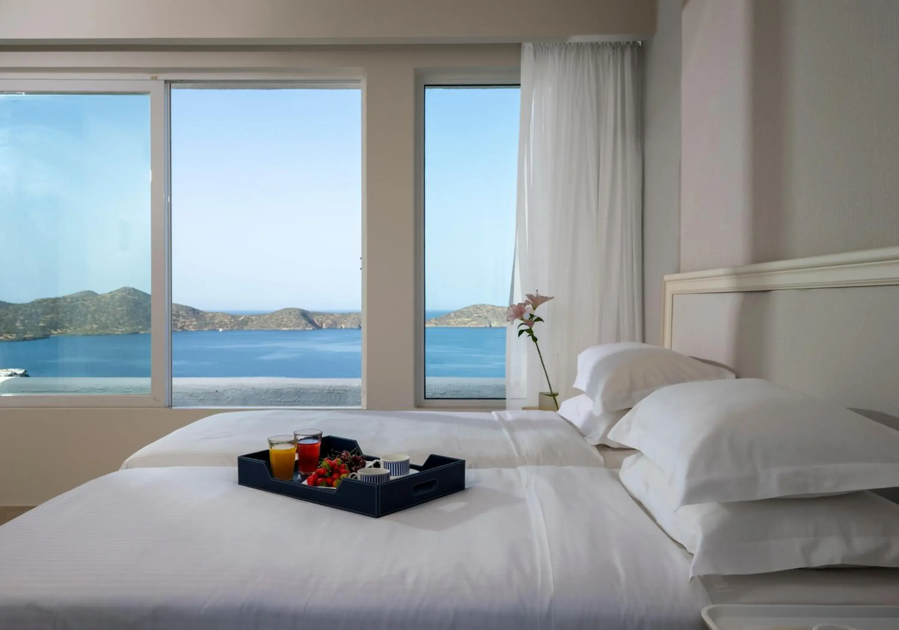 View (from property/room), Bed in Elounda Gulf Villas by Sandglass View (from property/room), Bed in Elounda Gulf Villas by Sandglass
