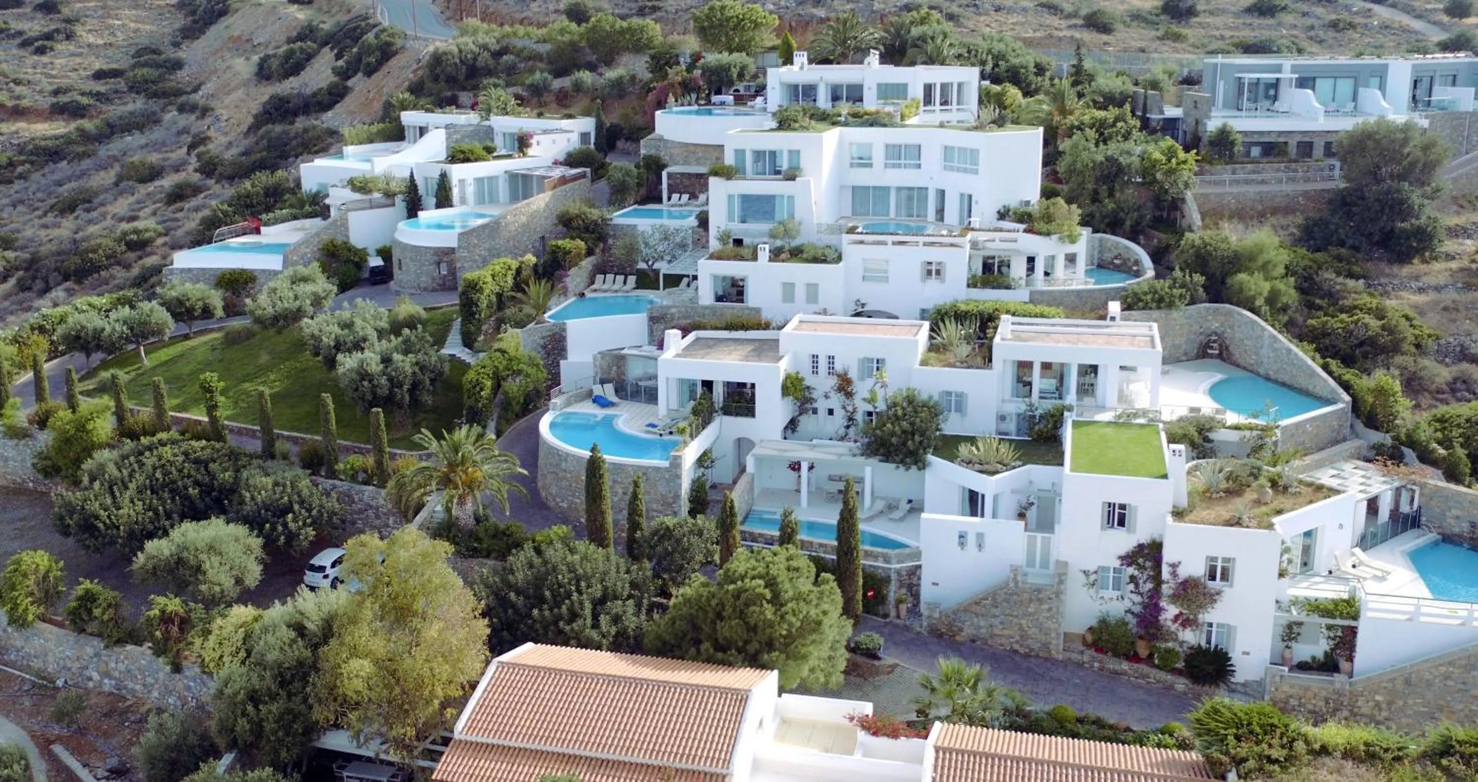 Bird's eye view in Elounda Gulf Villas by Sandglass