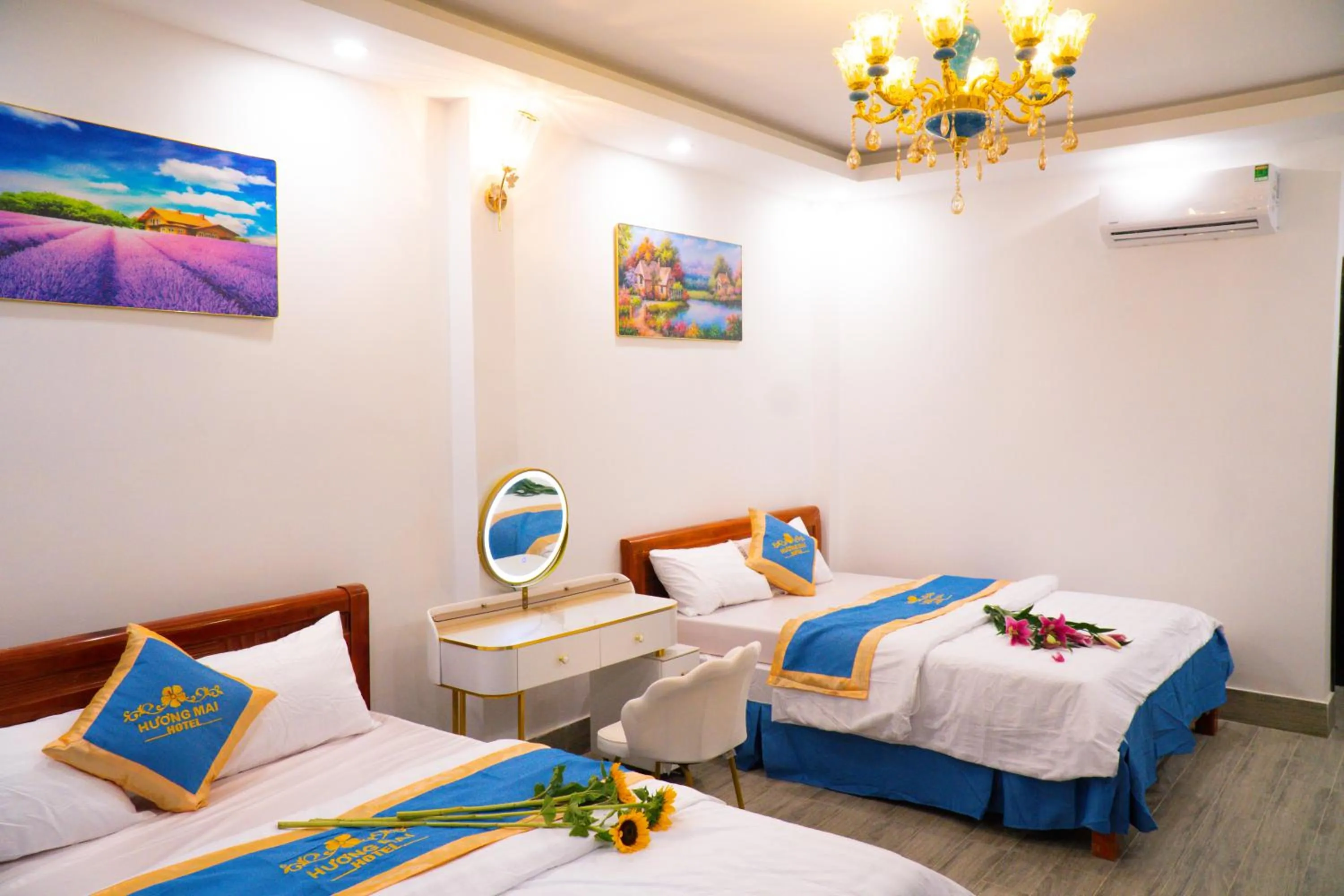 air conditioner, Bed in Huong Mai Hotel