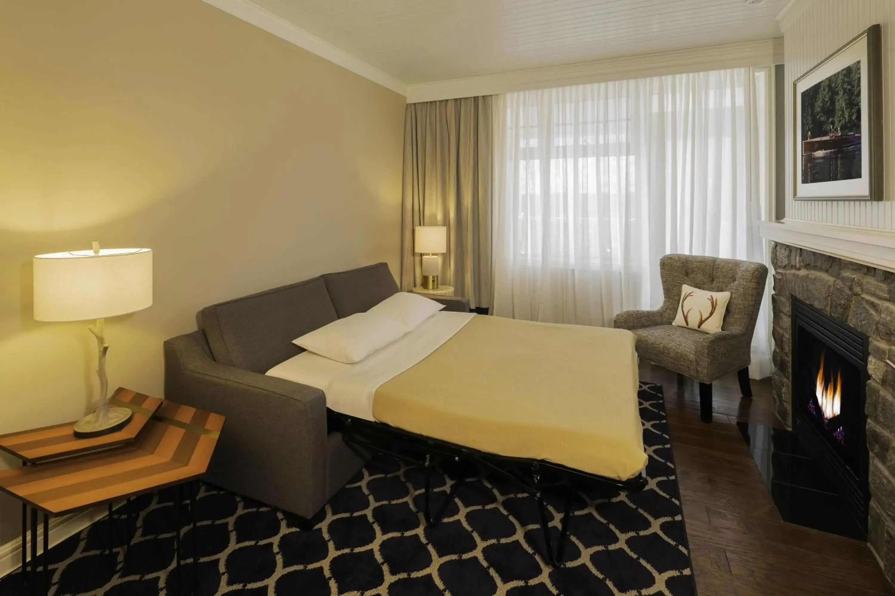 1 Bedroom Suite 1 King, Sofa Bed, Water View, Fireplace, Balcony in JW Marriott The Rosseau Muskoka Resort & Spa 1 Bedroom Suite 1 King, Sofa Bed, Water View, Fireplace, Balcony in JW Marriott The Rosseau Muskoka Resort & Spa