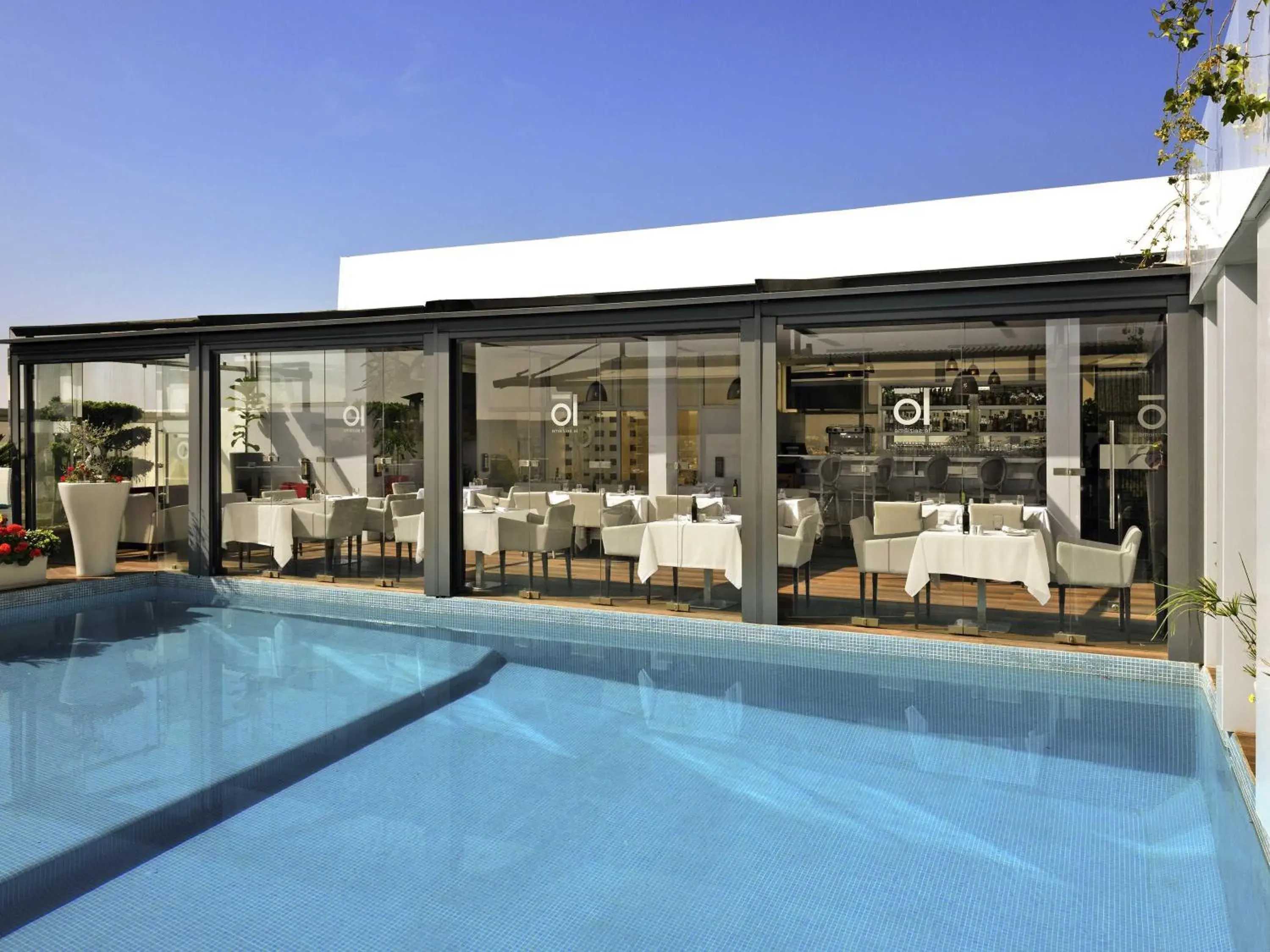 Pool view in Mövenpick Hotel Casablanca Pool view in Mövenpick Hotel Casablanca