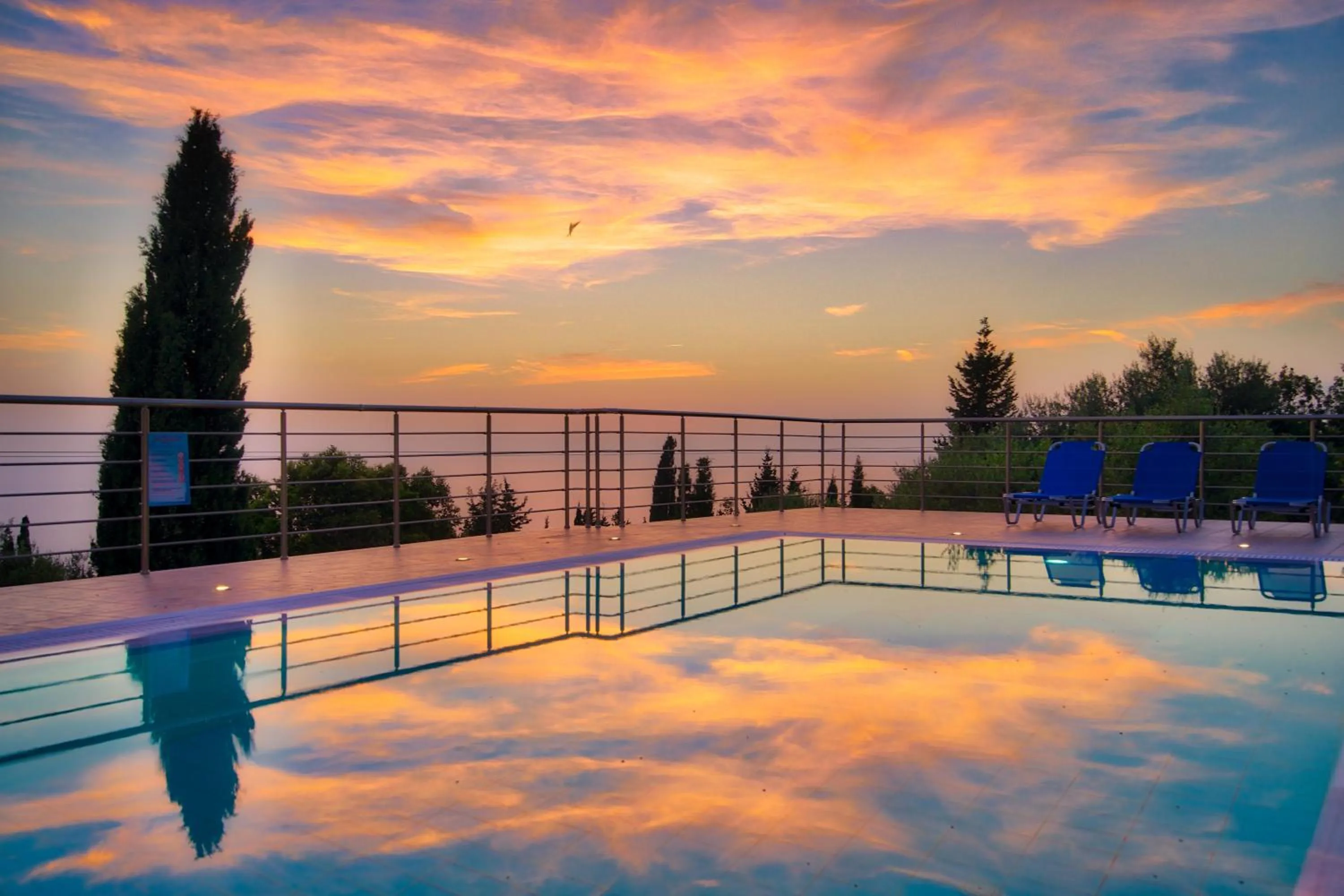 Swimming pool in Panoramic Sunset