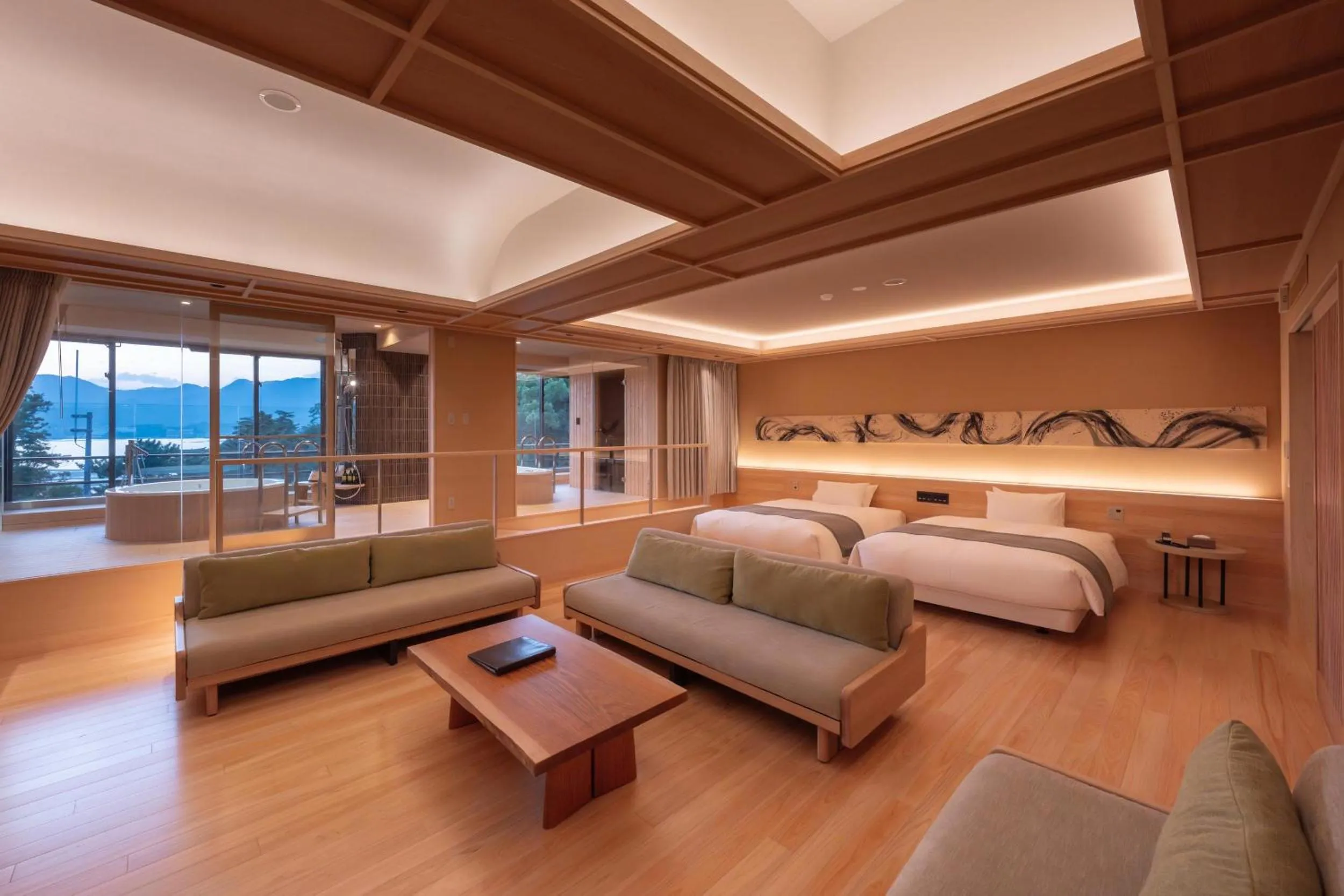 Bed in Miyajima Grand Hotel Arimoto