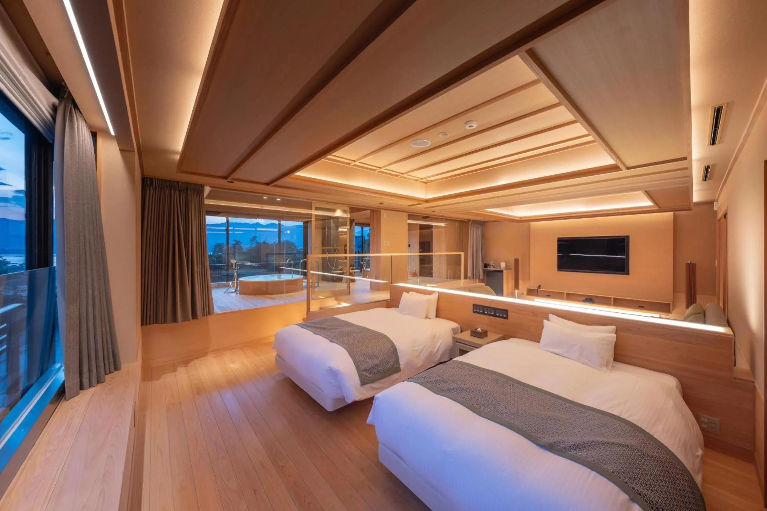 Bed in Miyajima Grand Hotel Arimoto