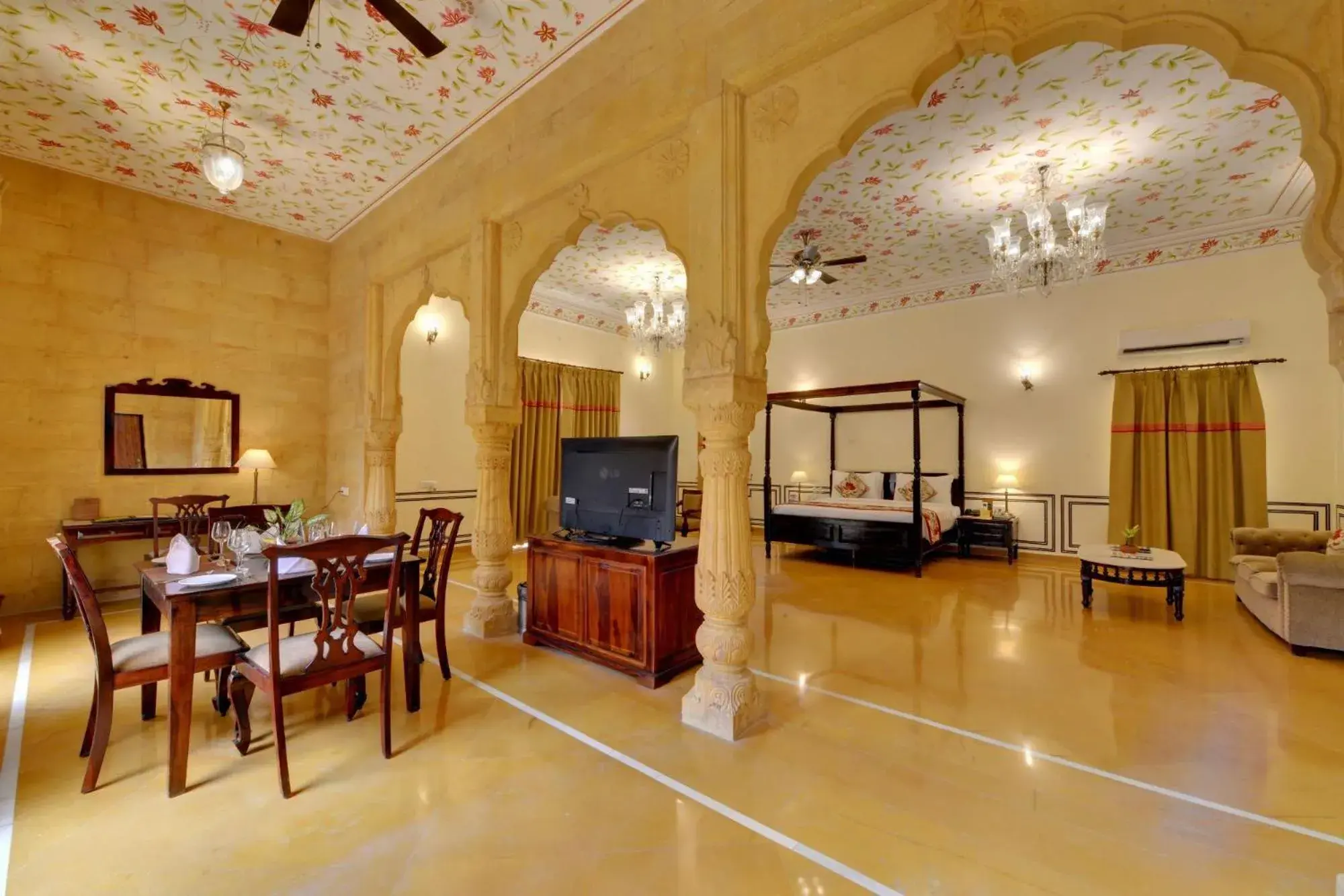 TV and multimedia, Bed in SKK The Fern An Ecotel Hotel, Jaisalmer TV and multimedia, Bed in SKK The Fern An Ecotel Hotel, Jaisalmer