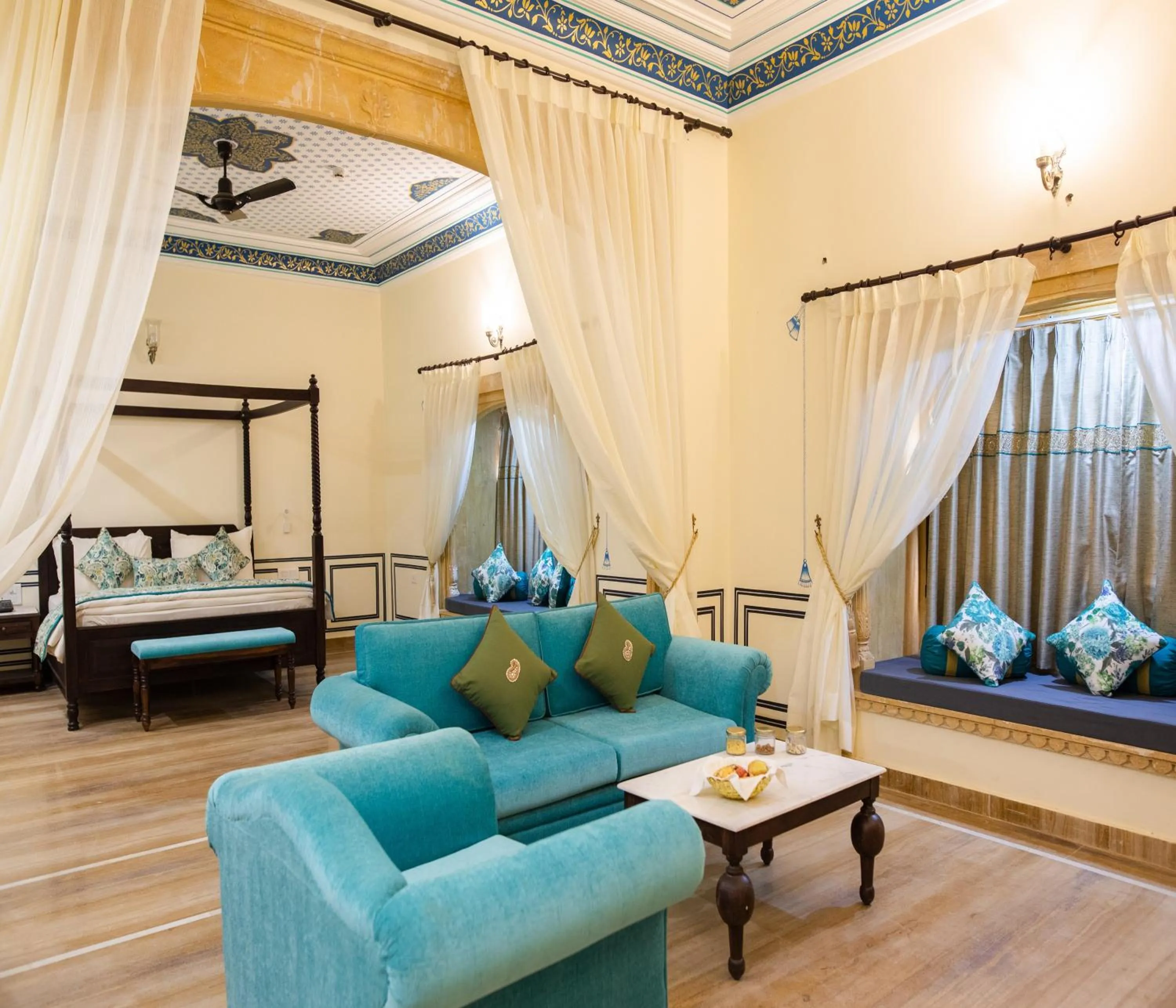 Seating area, Bed in SKK The Fern An Ecotel Hotel, Jaisalmer