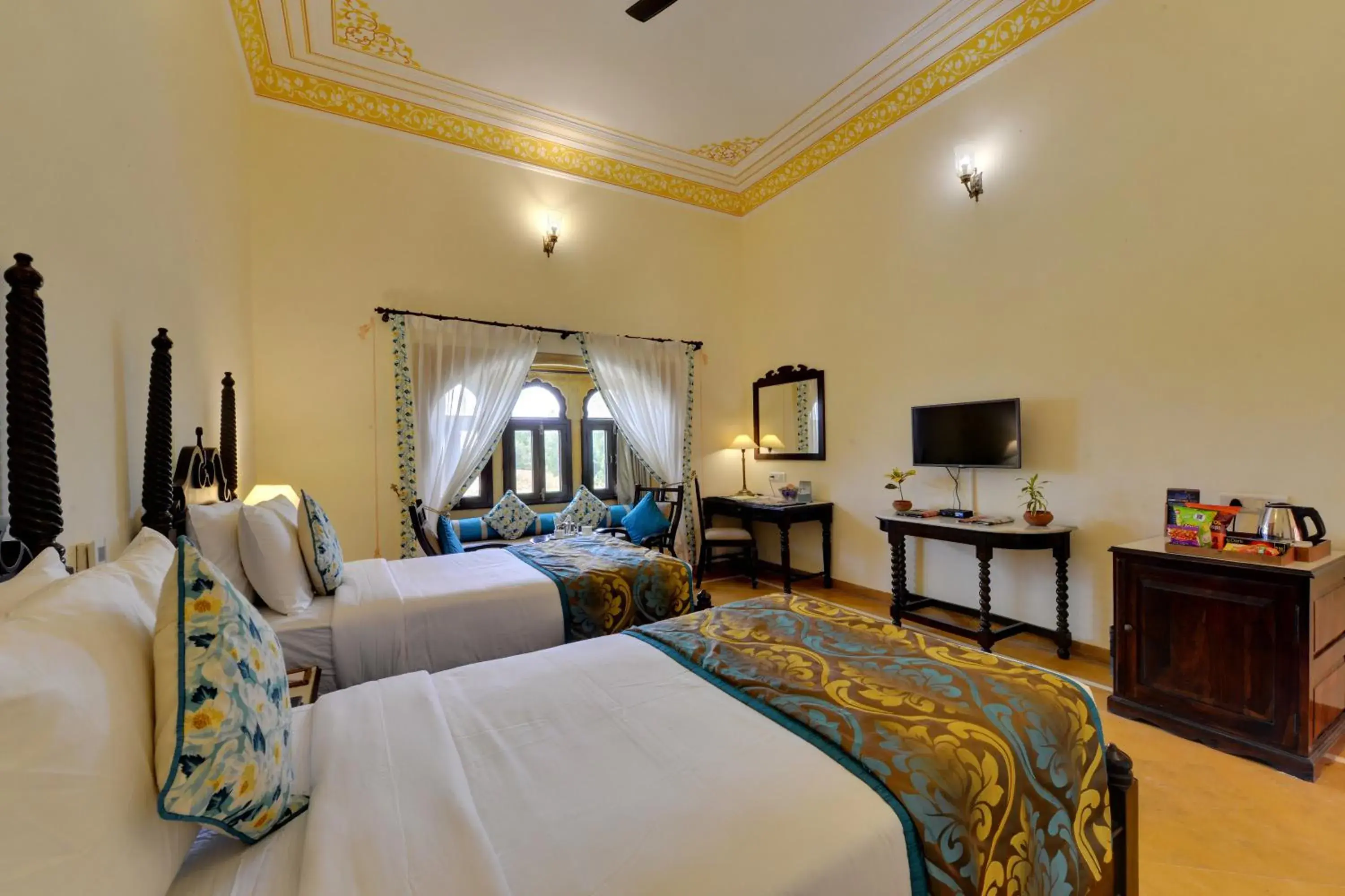 Dining area, Bed in SKK The Fern An Ecotel Hotel, Jaisalmer Dining area, Bed in SKK The Fern An Ecotel Hotel, Jaisalmer