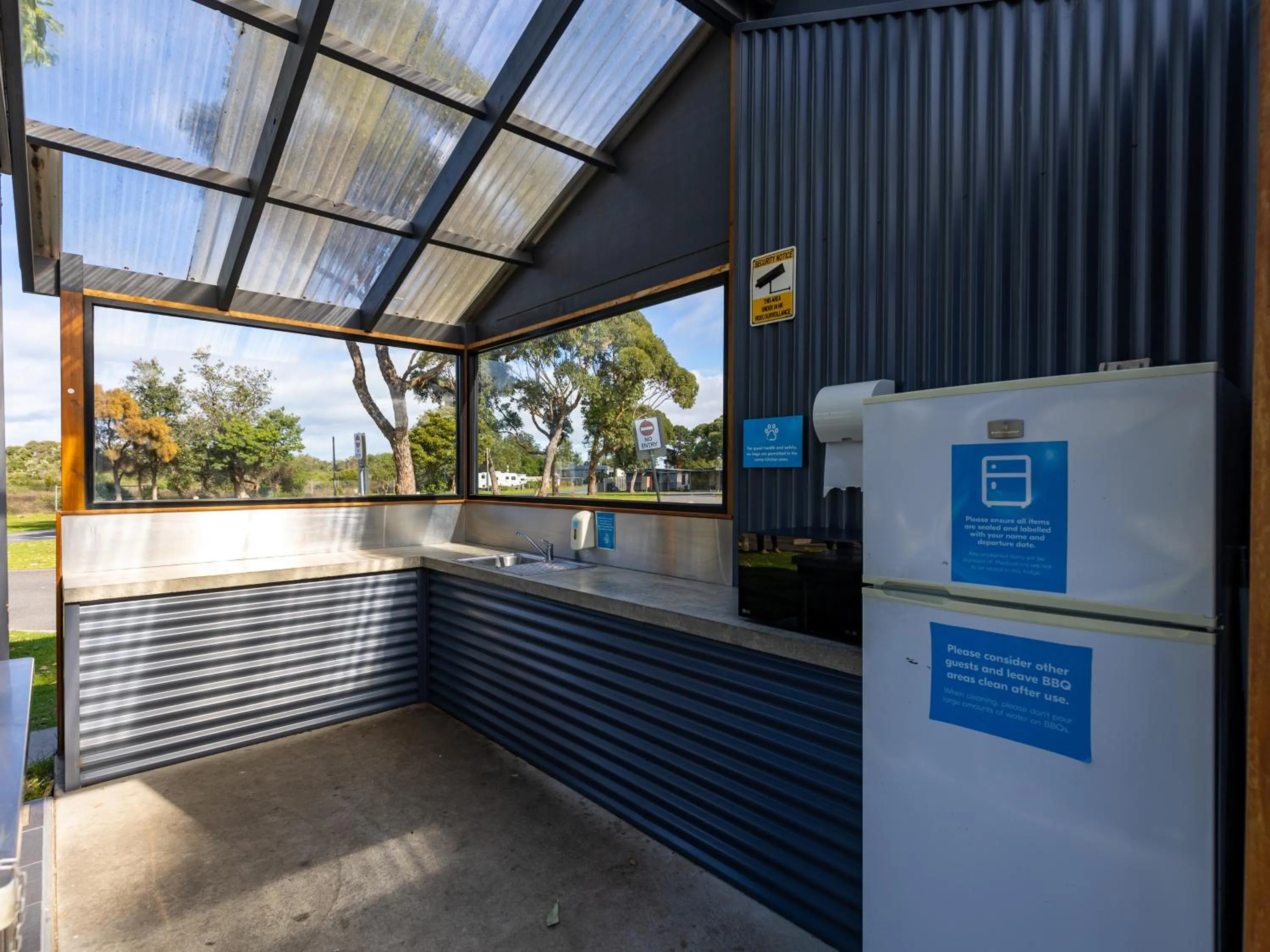 Communal kitchen in NRMA Eastern Beach Holiday Park