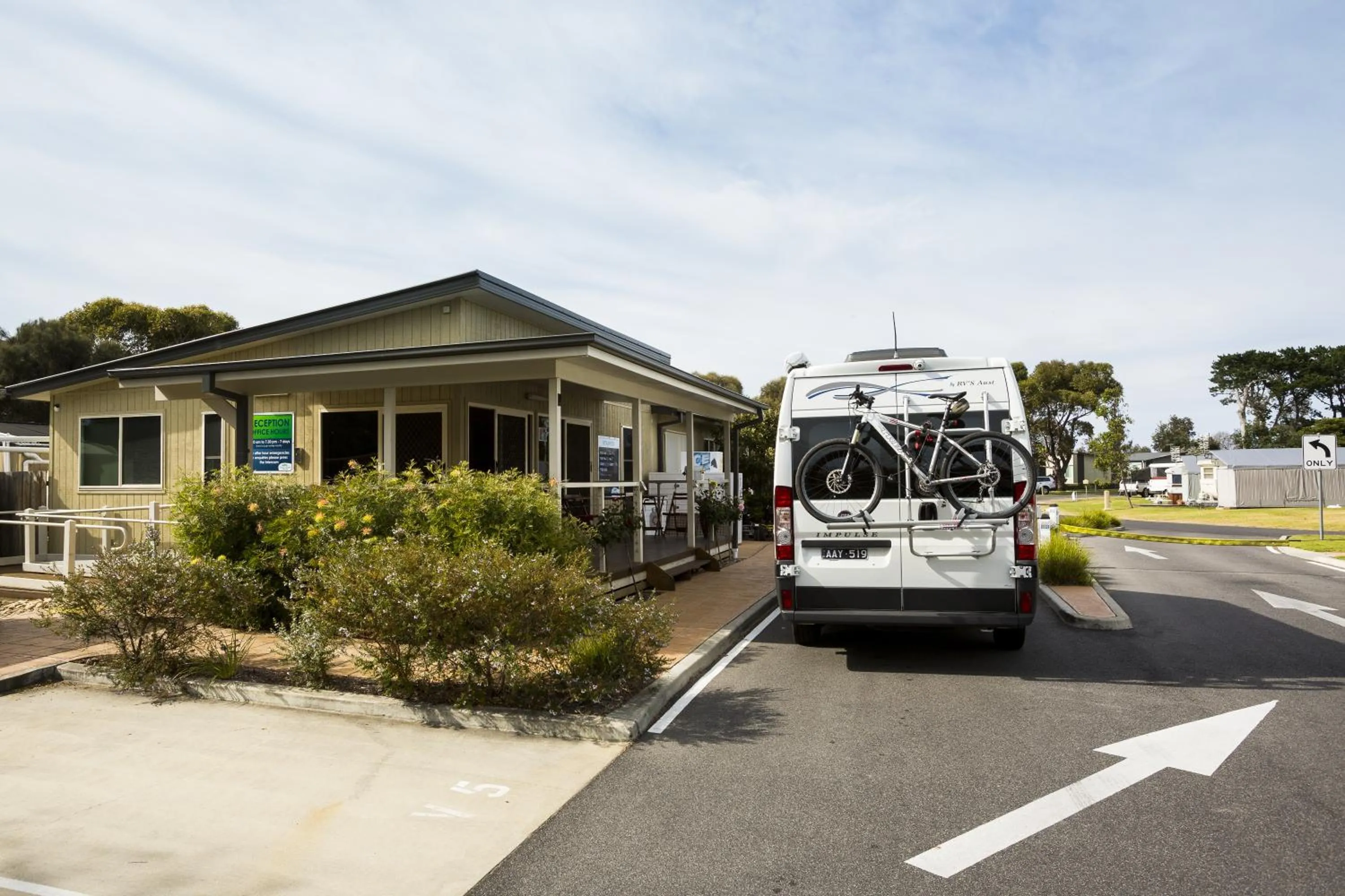 Facade/entrance in NRMA Eastern Beach Holiday Park