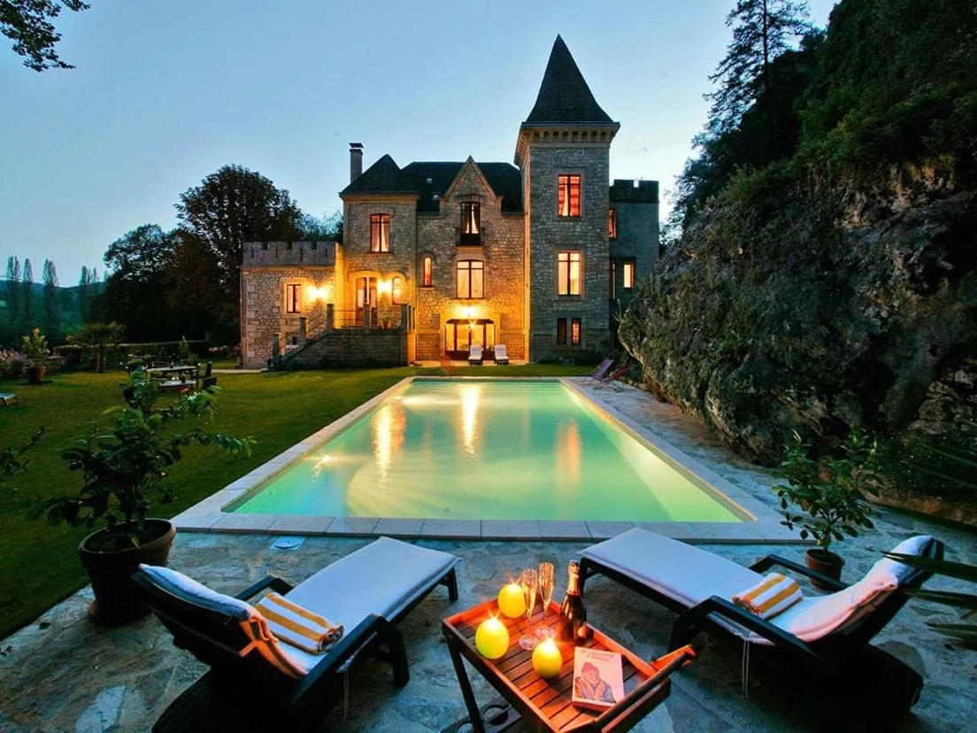 Pool view in manoir de la malartrie