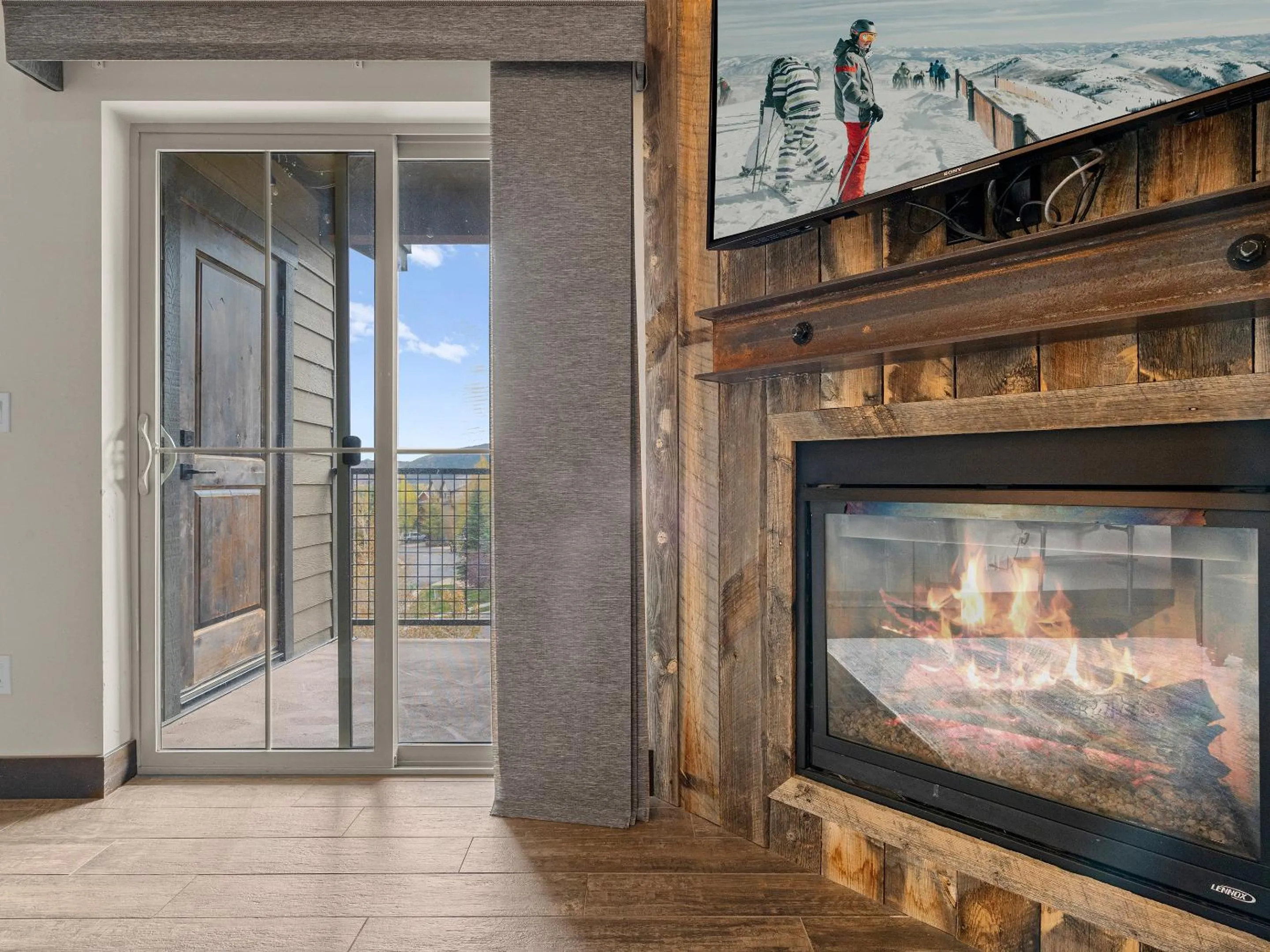 fireplace in Bear Hollow Village by All Seasons Resort Lodging