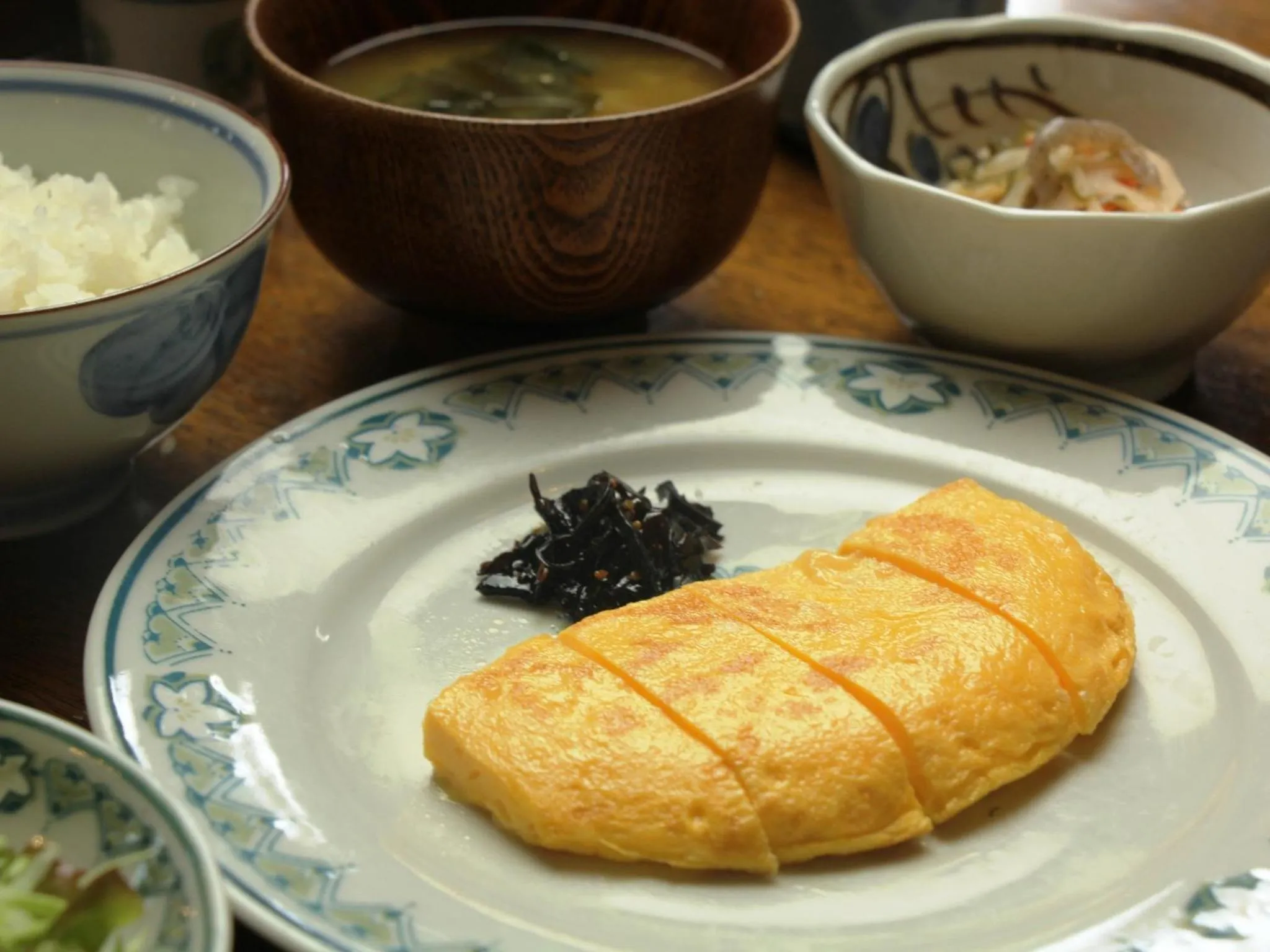 Asian breakfast in Pension Raisin