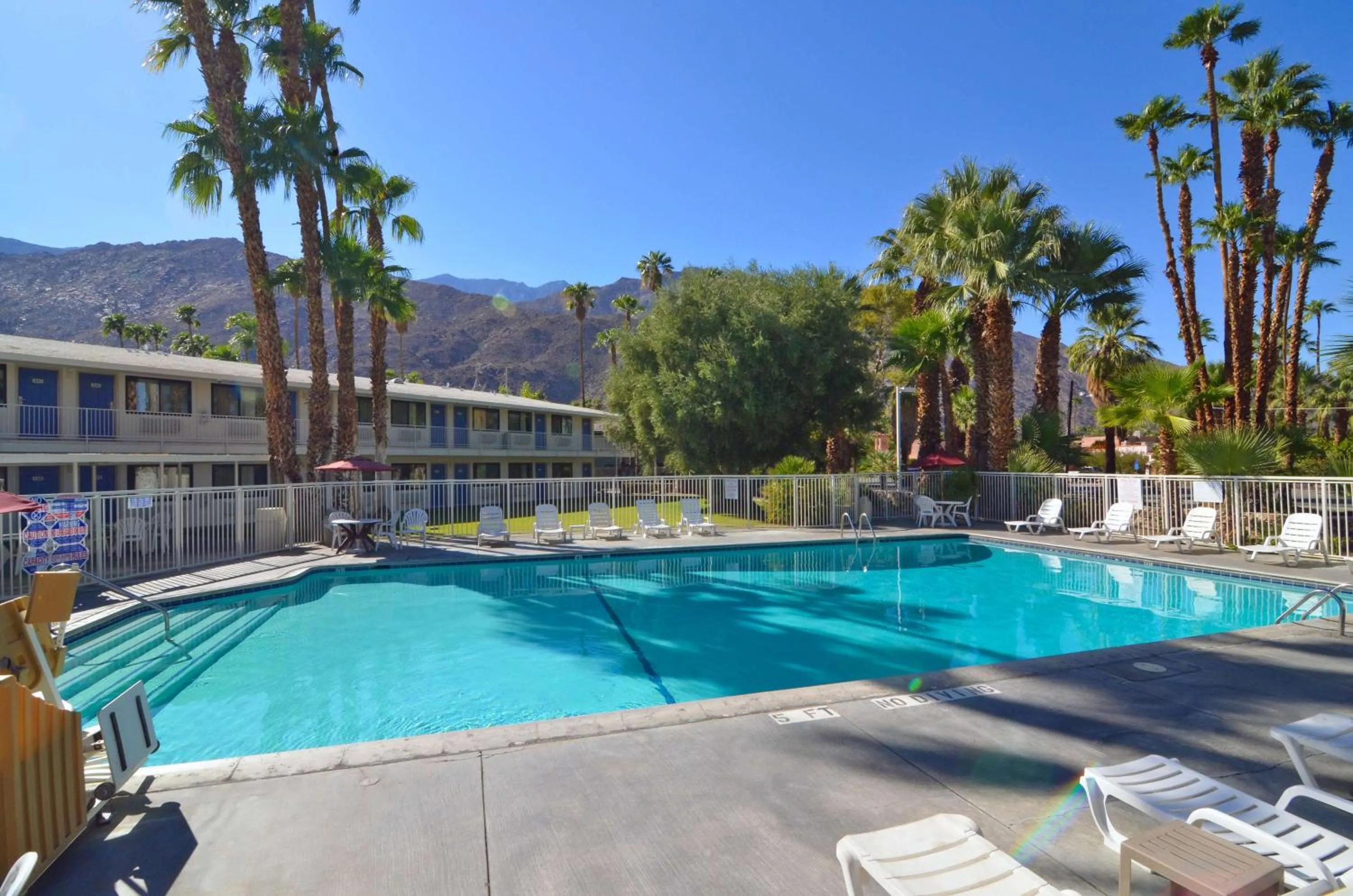 Pool view in Motel 6-Palm Springs, CA - East - Palm Canyon