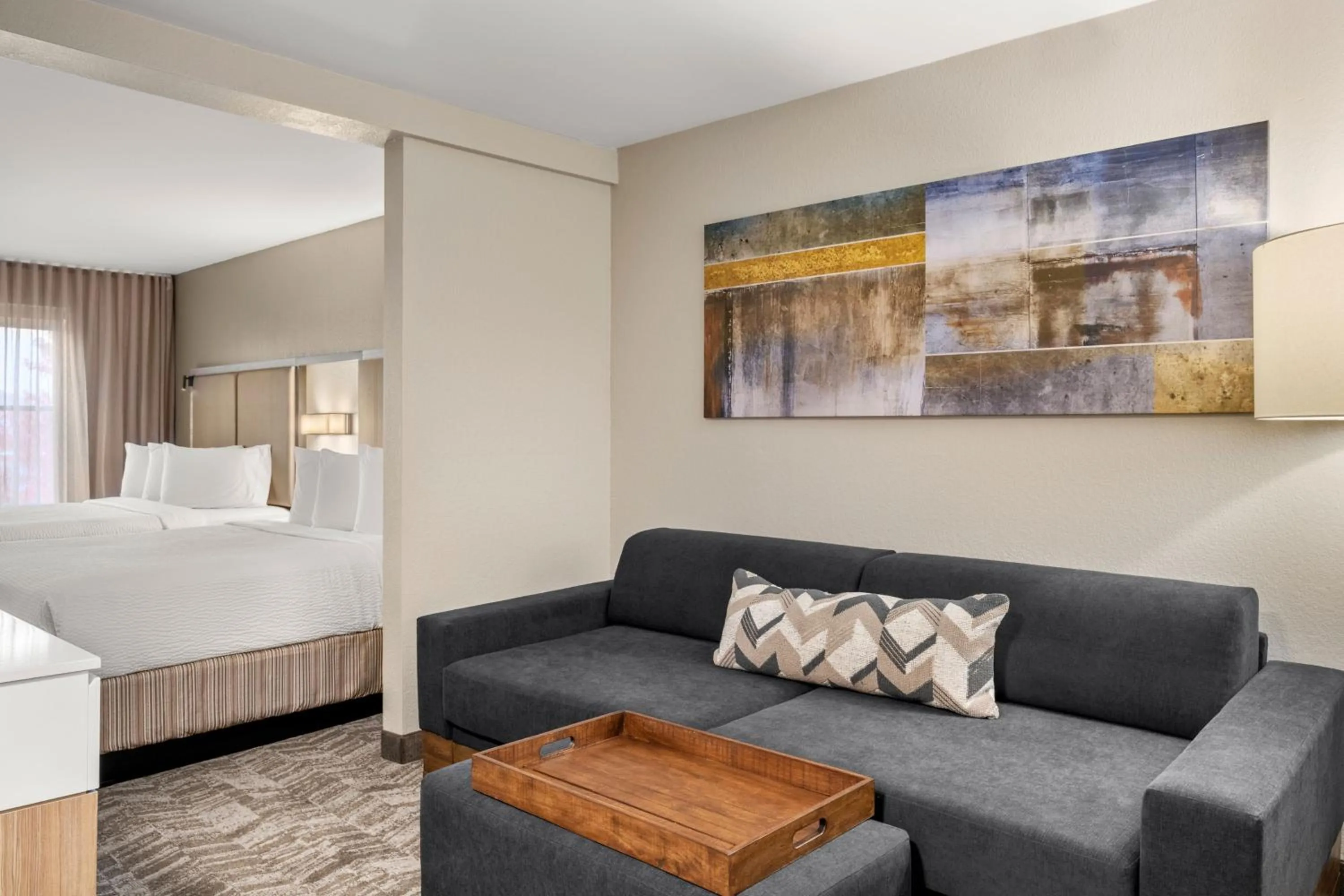 Living room, Bed in SpringHill Suites by Marriott Chicago Bolingbrook