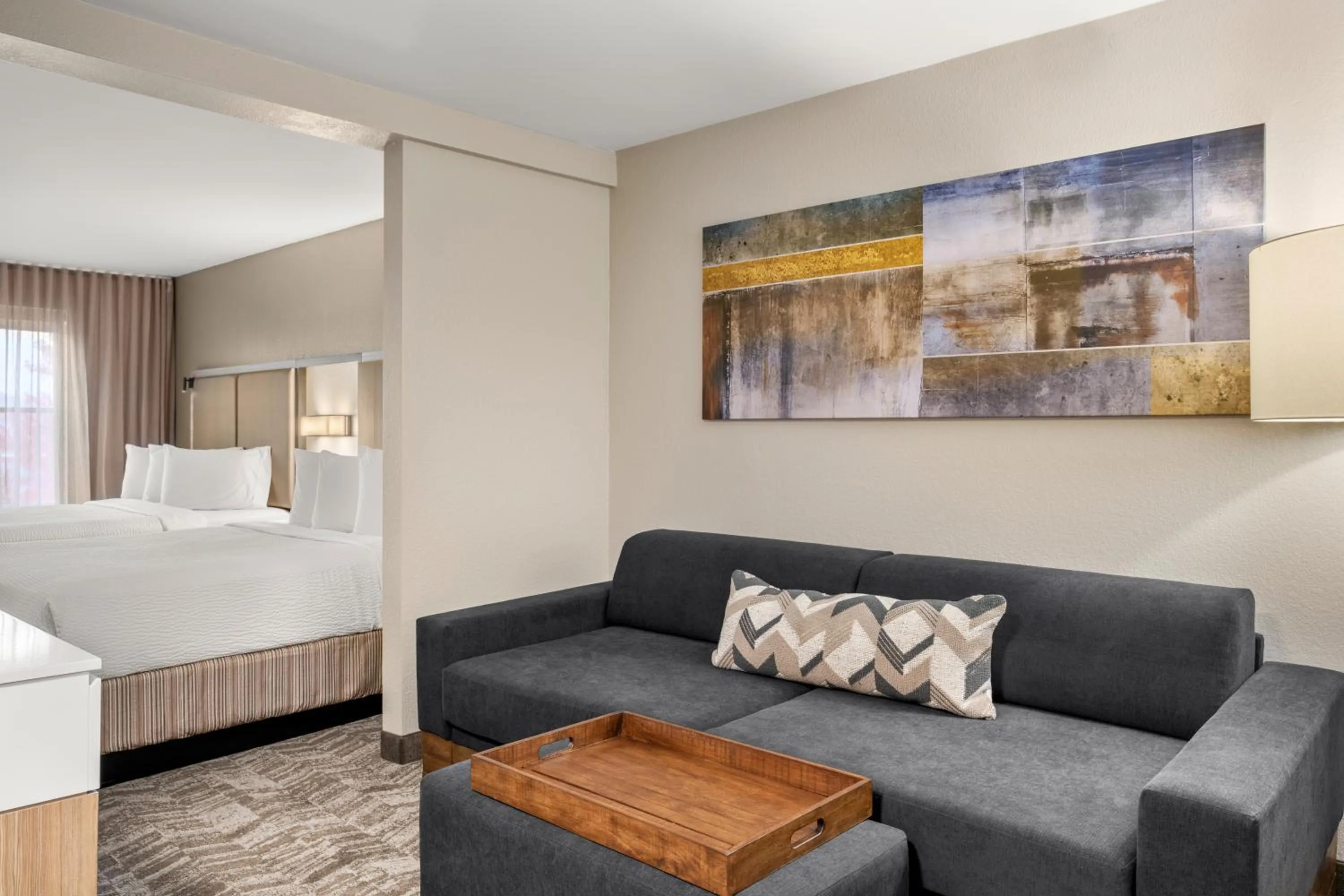 Living room, Bed in SpringHill Suites by Marriott Chicago Bolingbrook