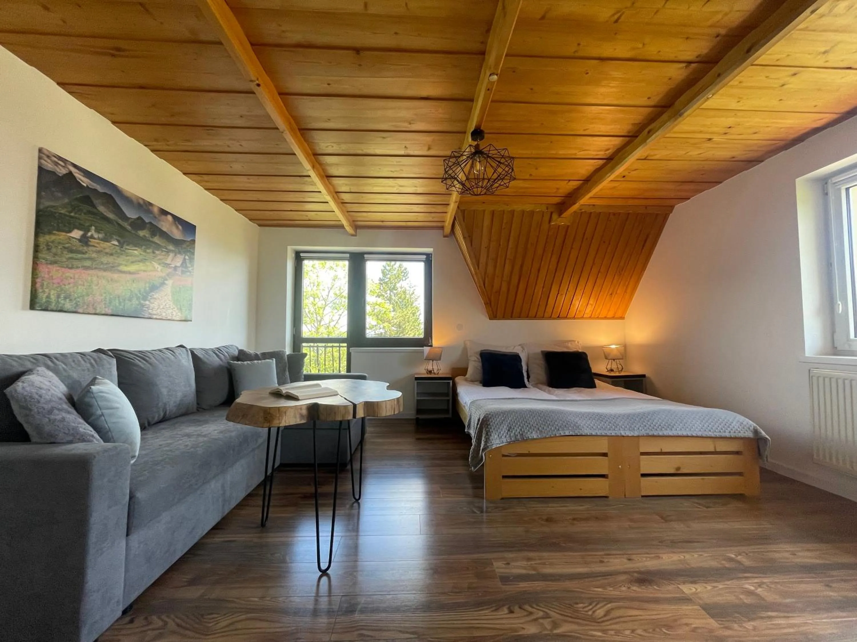 Living room, Bed in Pokoje Gościnne u Hanki