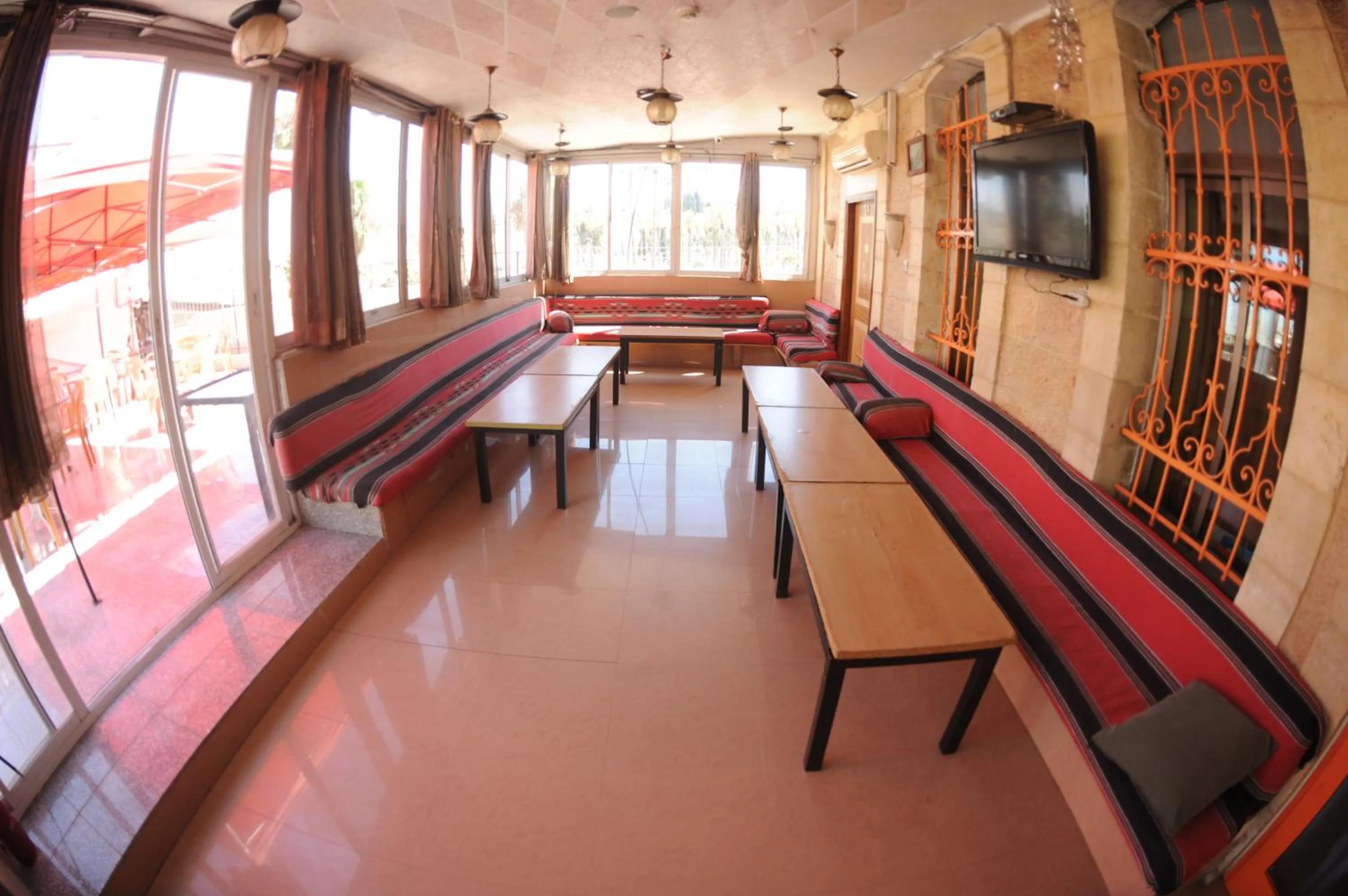 Seating area in Palm Hostel