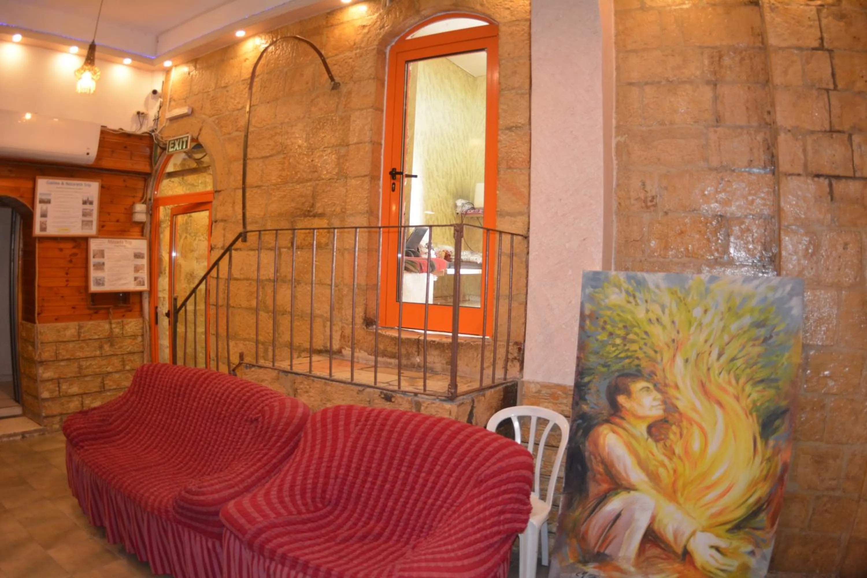 Seating area in Palm Hostel