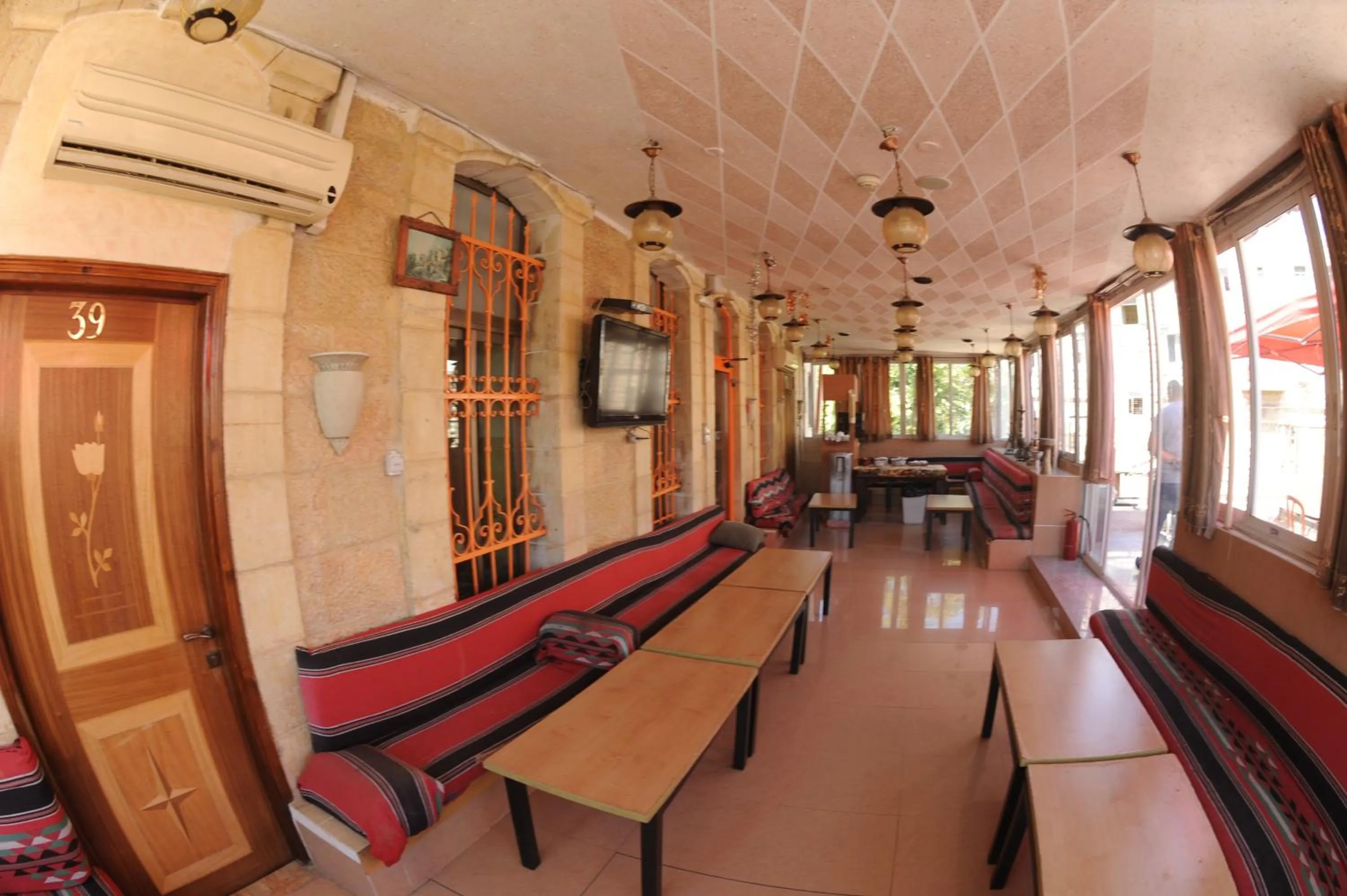 Seating area in Palm Hostel