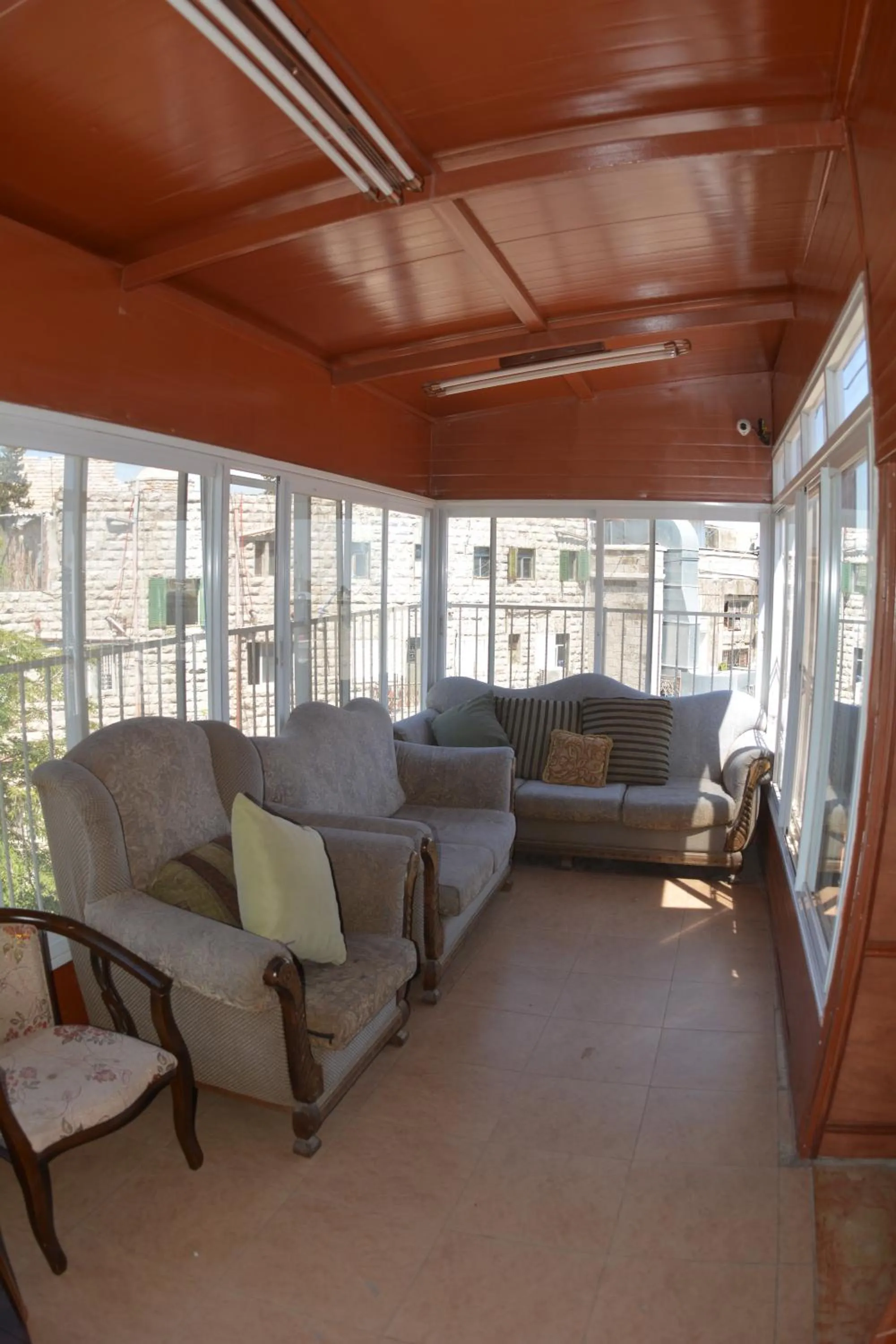 Seating area in Palm Hostel