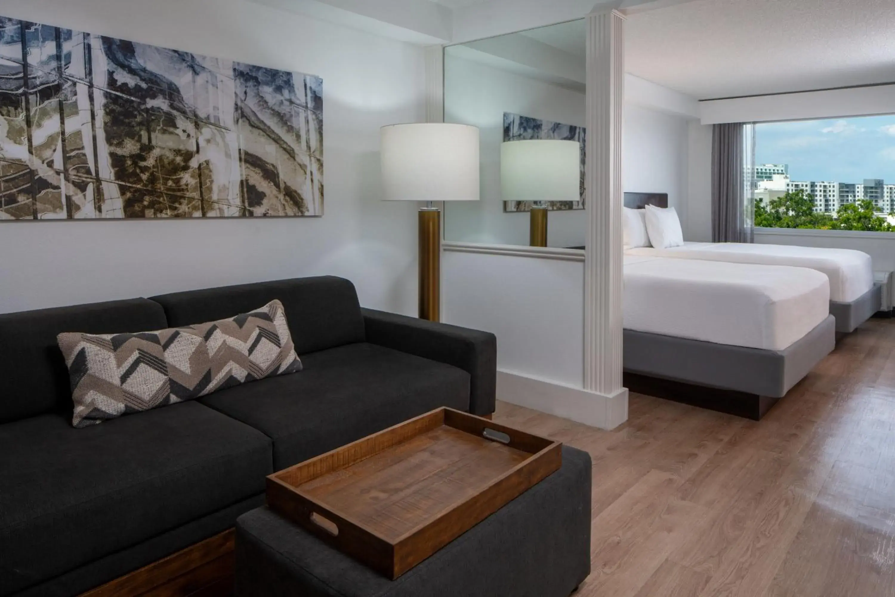 One-Bedroom Queen Suite with Sofa Bed and Adapted Tub - Mobility and Hearing Accessible in SpringHill Suites Fort Lauderdale Airport One-Bedroom Queen Suite with Sofa Bed and Adapted Tub - Mobility and Hearing Accessible in SpringHill Suites Fort Lauderdale Airport