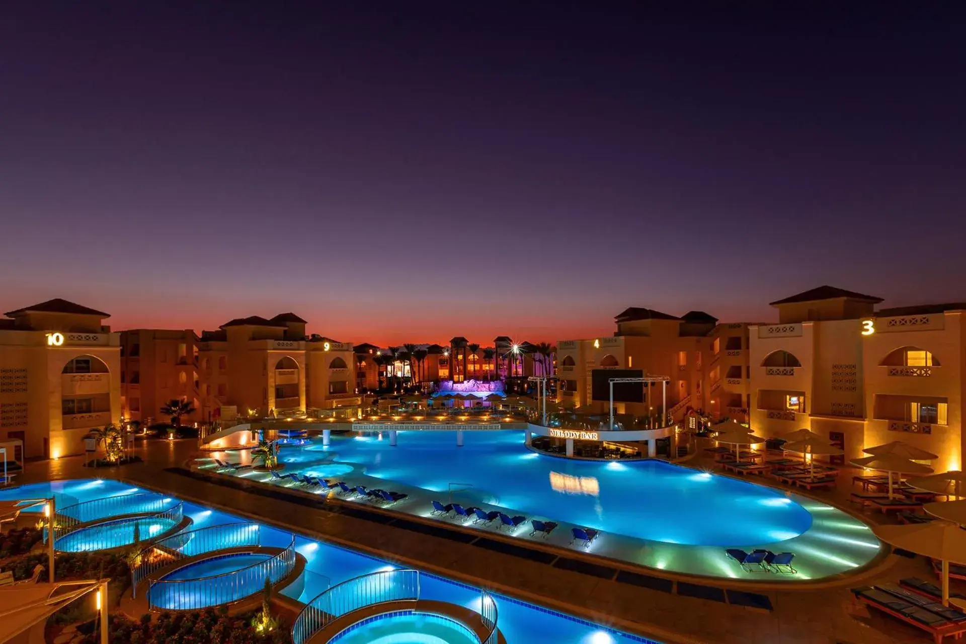 Night, Swimming Pool in Pickalbatros Aqua Blu Resort - Hurghada