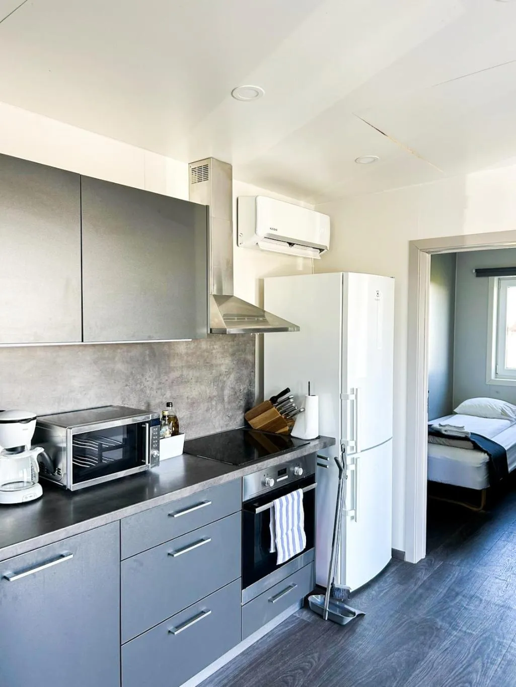 Kitchen or kitchenette, Bed in Ármót Guesthouse