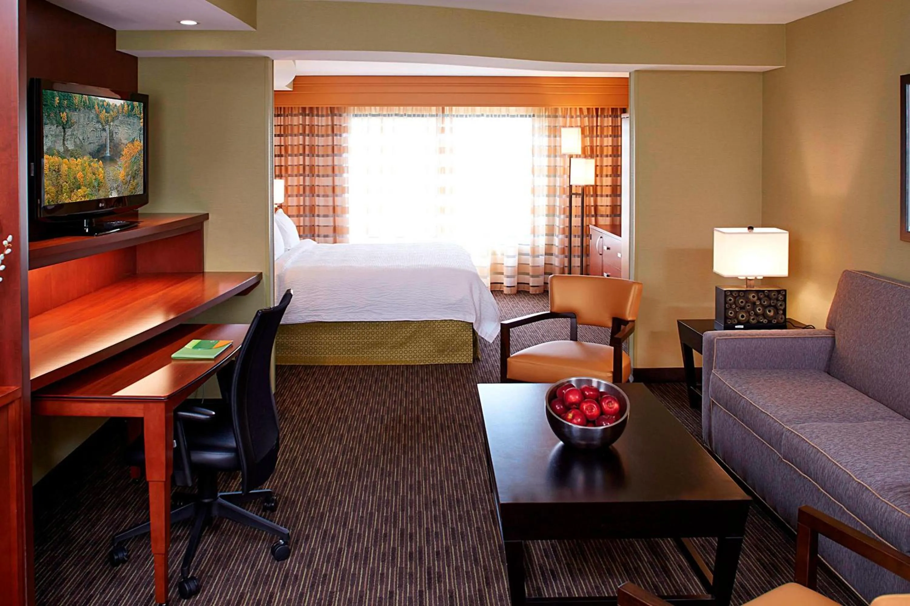 Living room, Bed in Courtyard by Marriott Ithaca Airport/University