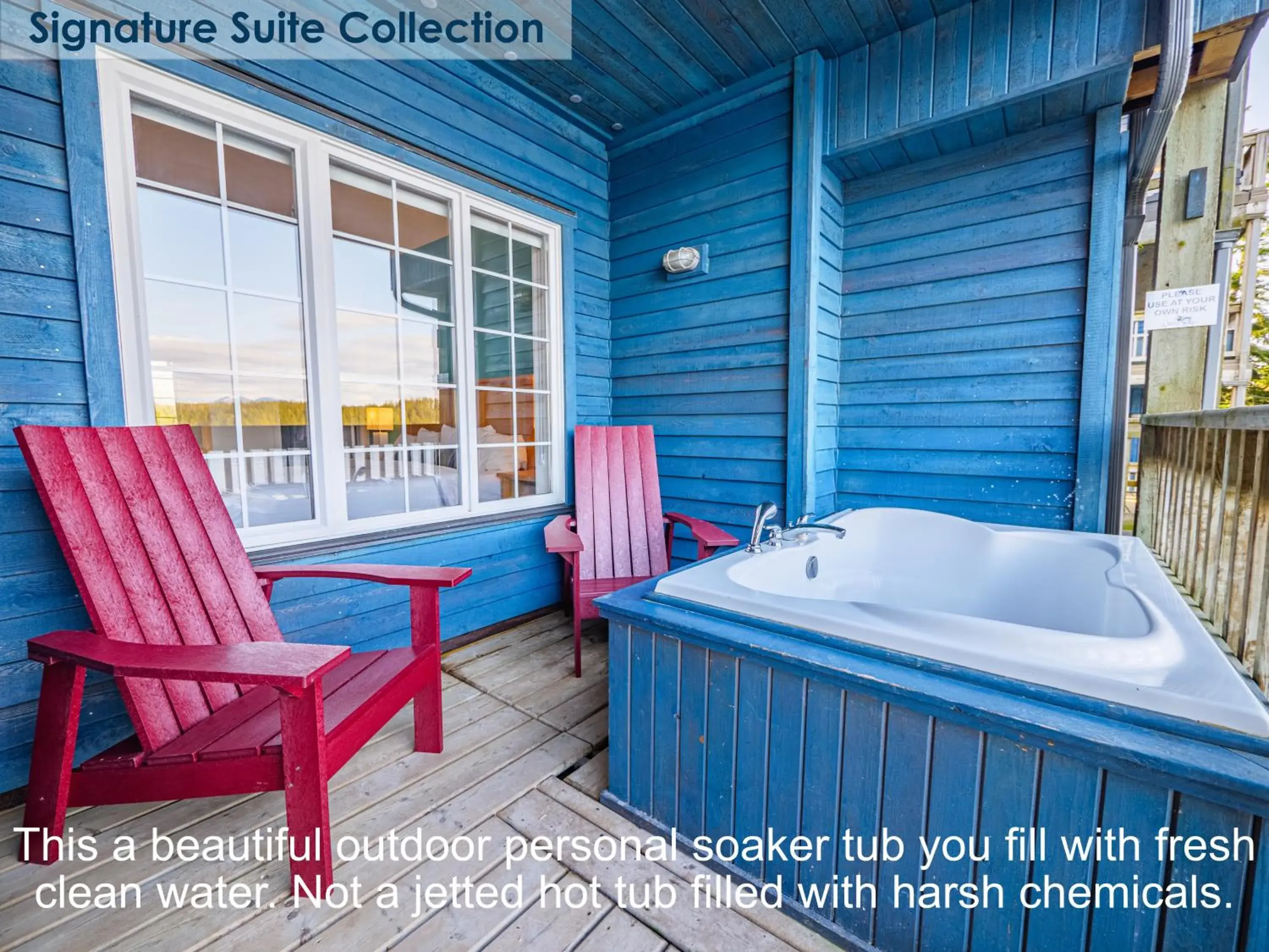 Signature Collection 1 Bedroom Queen Suite with Sofa Bed, Outdoor Tub, Full Kitchen in Waters Edge Shoreside Suites Signature Collection 1 Bedroom Queen Suite with Sofa Bed, Outdoor Tub, Full Kitchen in Waters Edge Shoreside Suites
