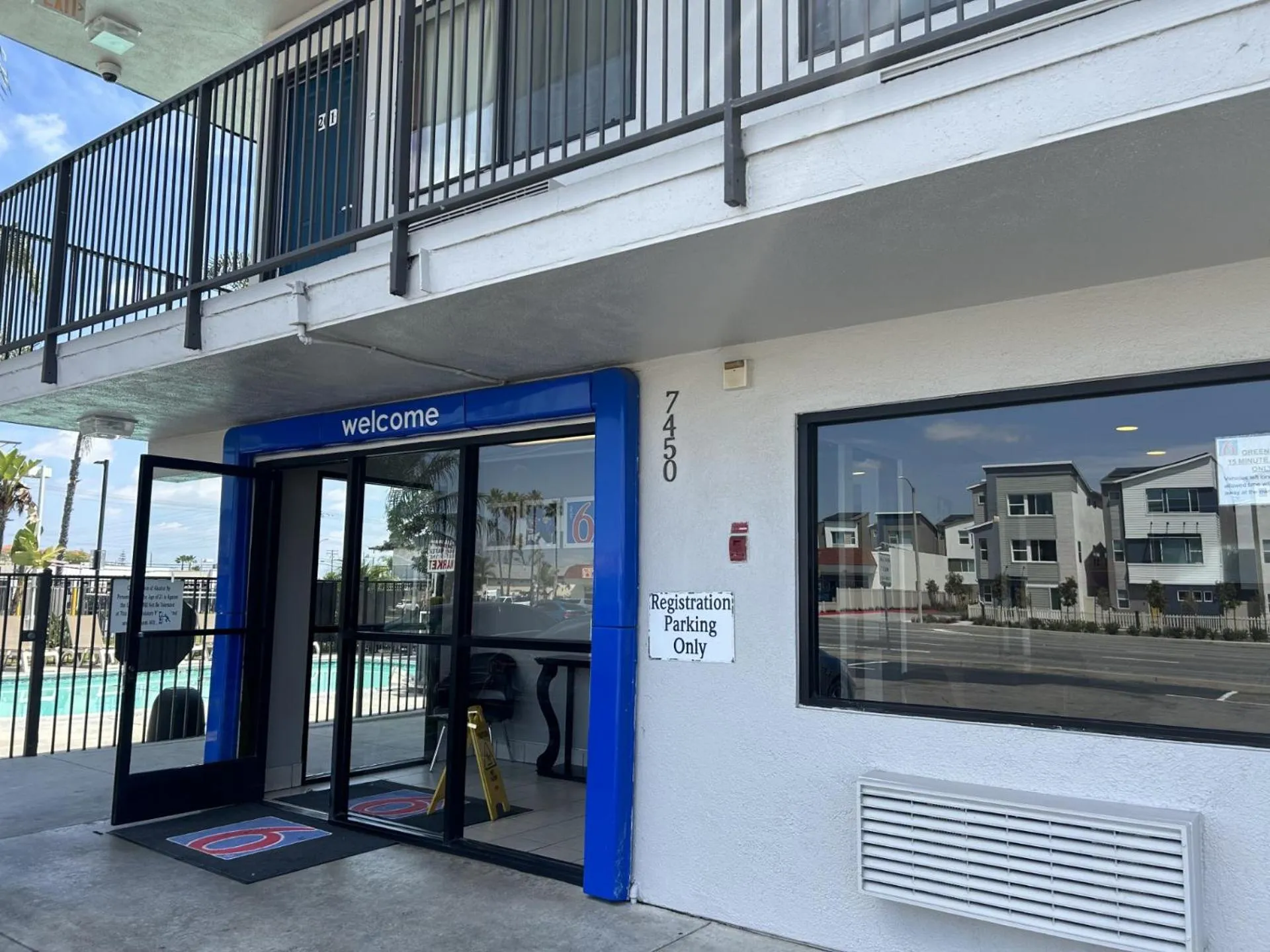 Facade/entrance in Motel 6-Stanton, CA- Anaheim West