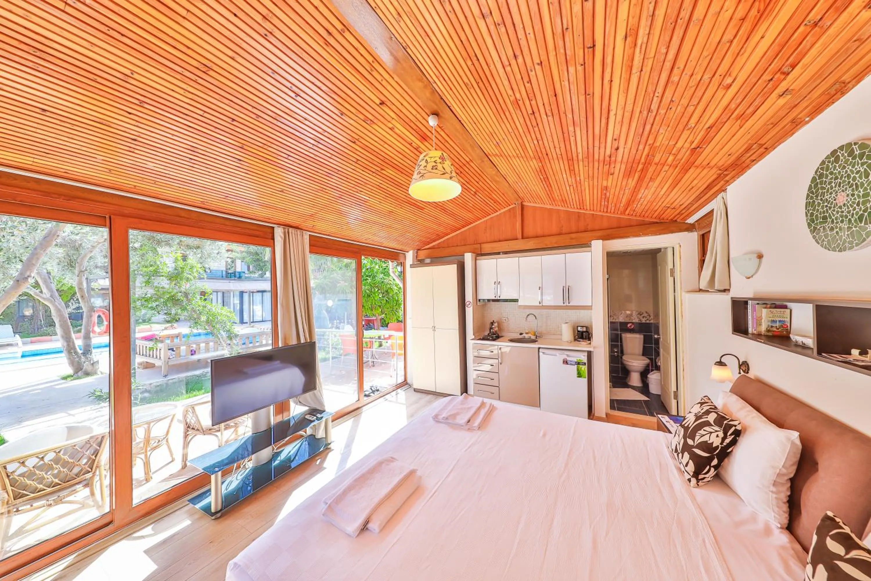 Kitchen or kitchenette, Bed in Villa Dundar - Kas Apartments