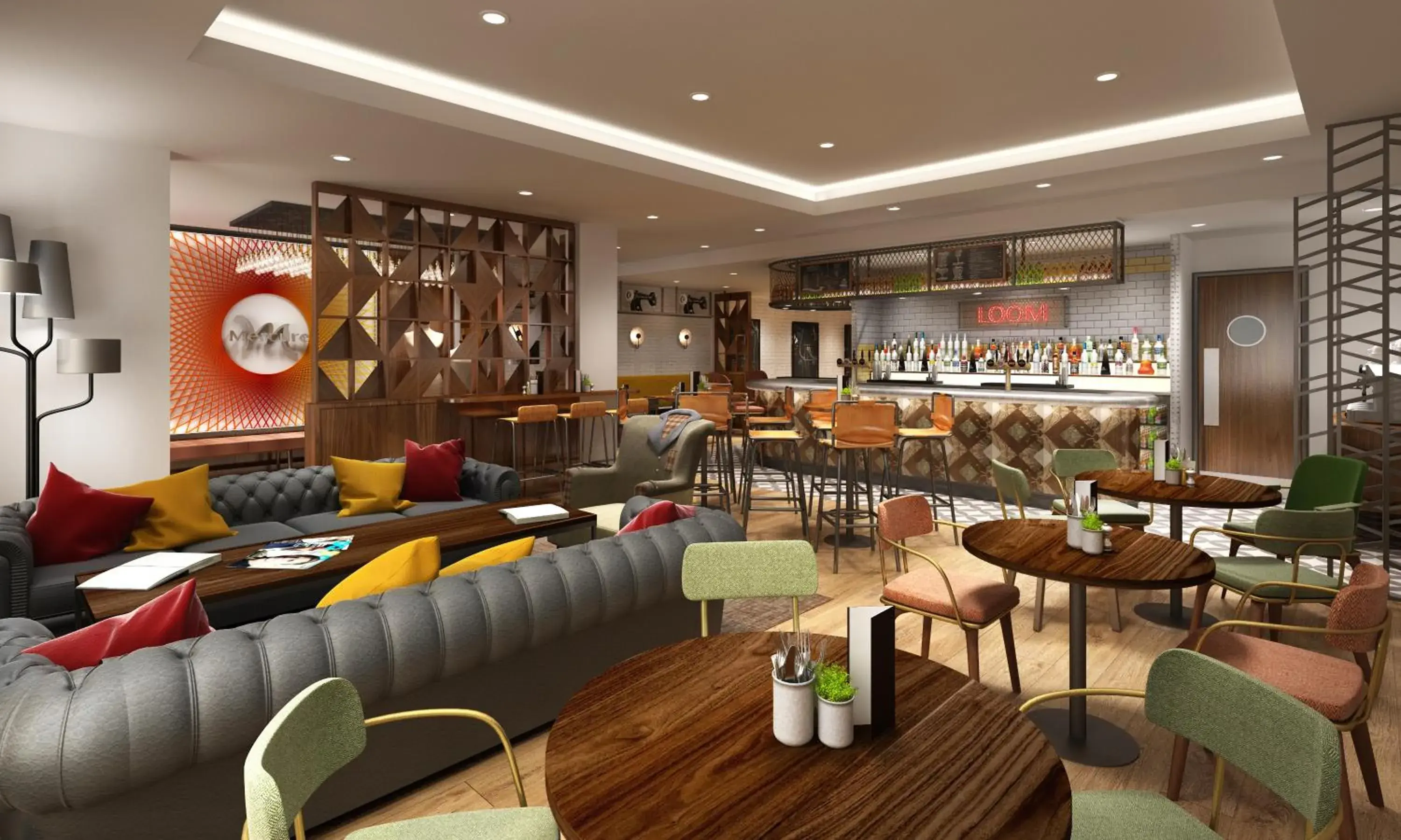 Lounge or bar, Restaurant/Places to Eat in Mercure Leeds Centre Hotel