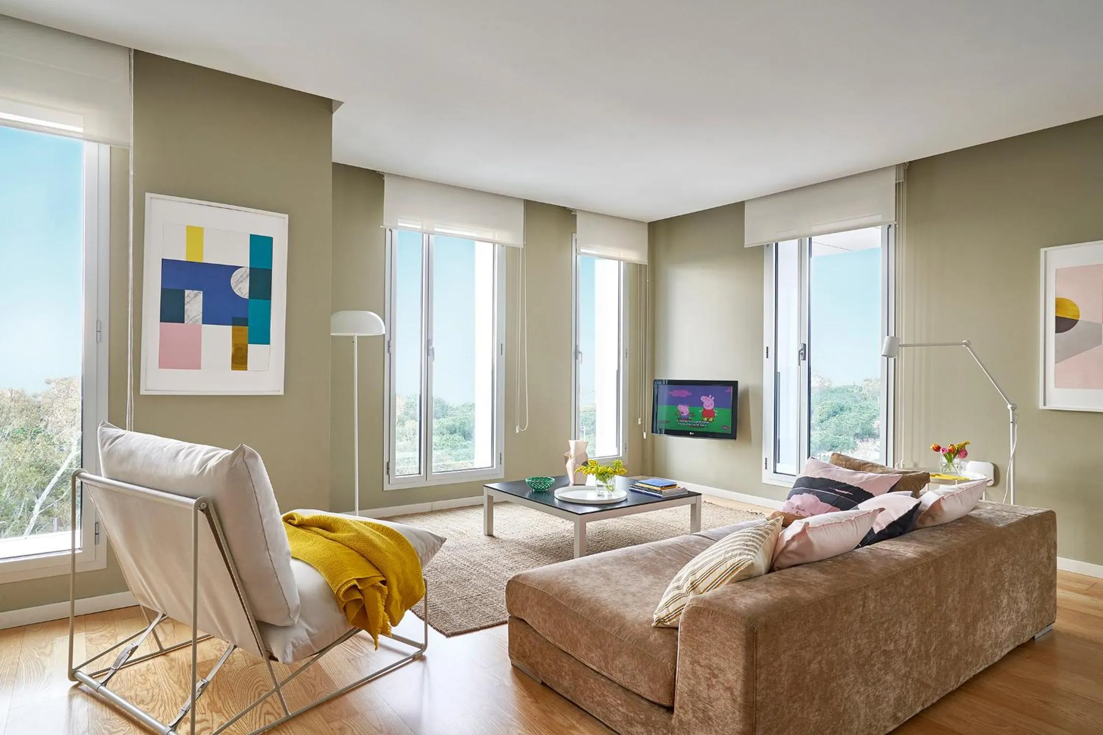 Living room in Lugaris Beach Apartments