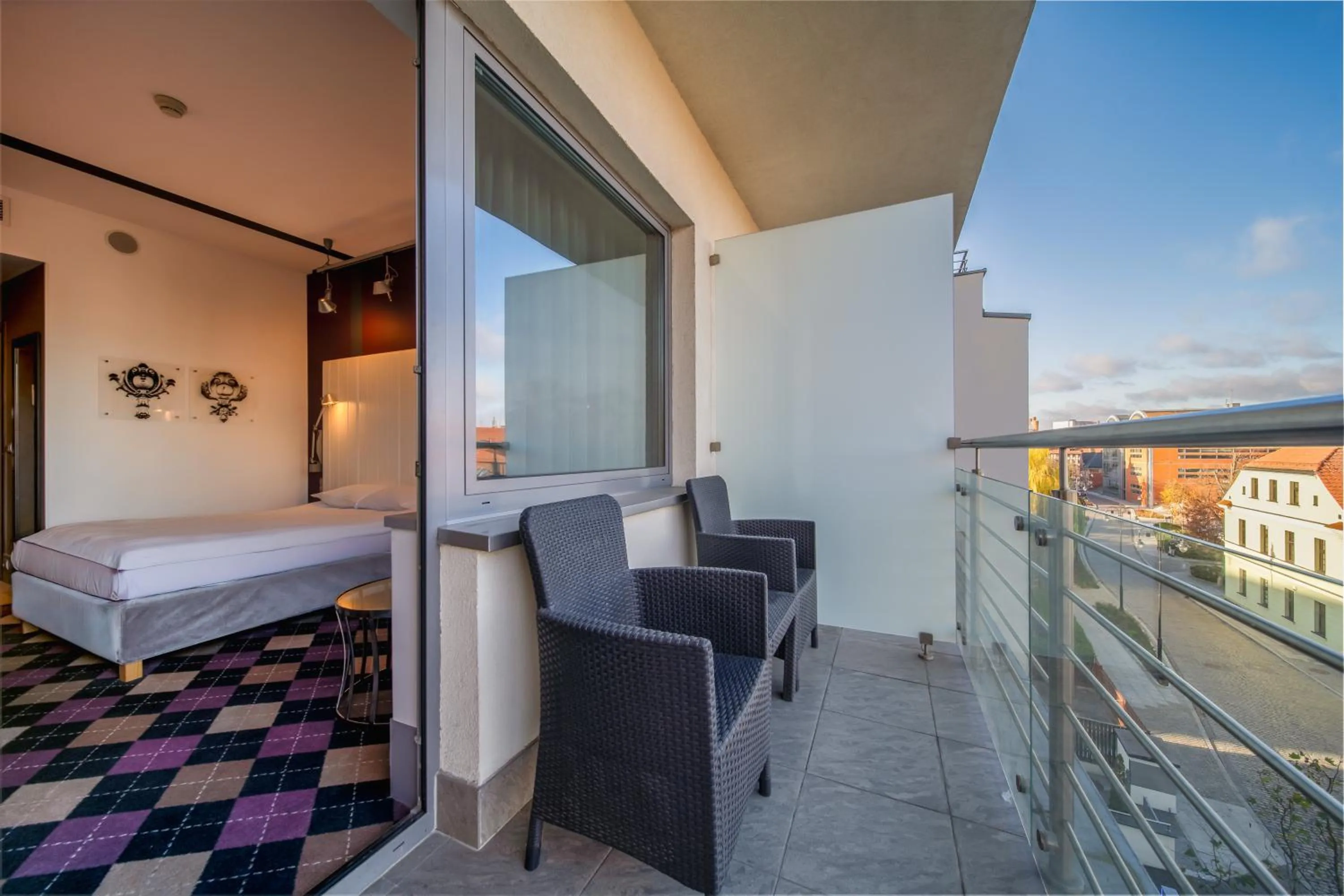 Balcony/Terrace, Bed in Qubus Hotel Bydgoszcz