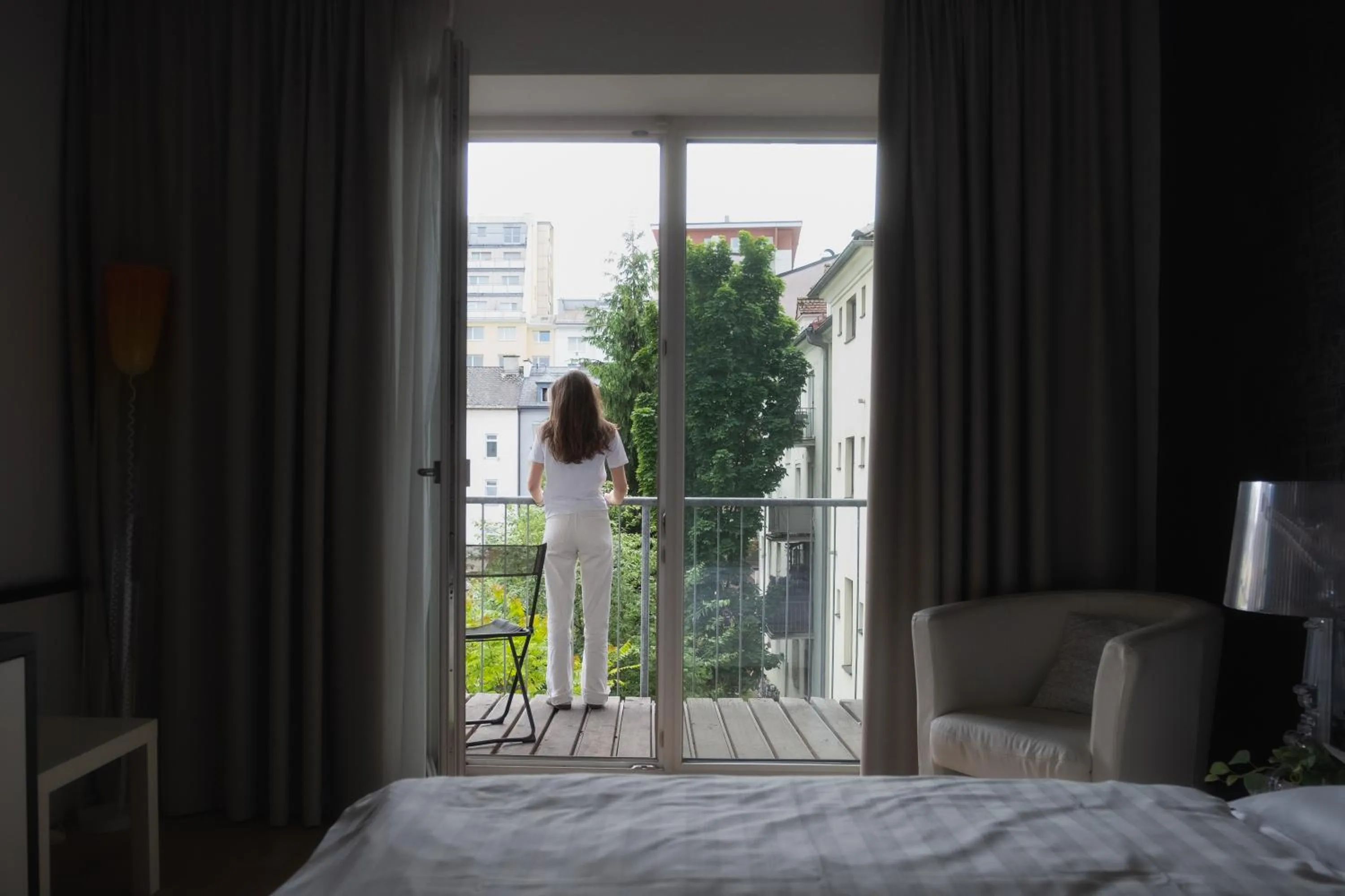 Balcony/Terrace, Bed in City-Hotel