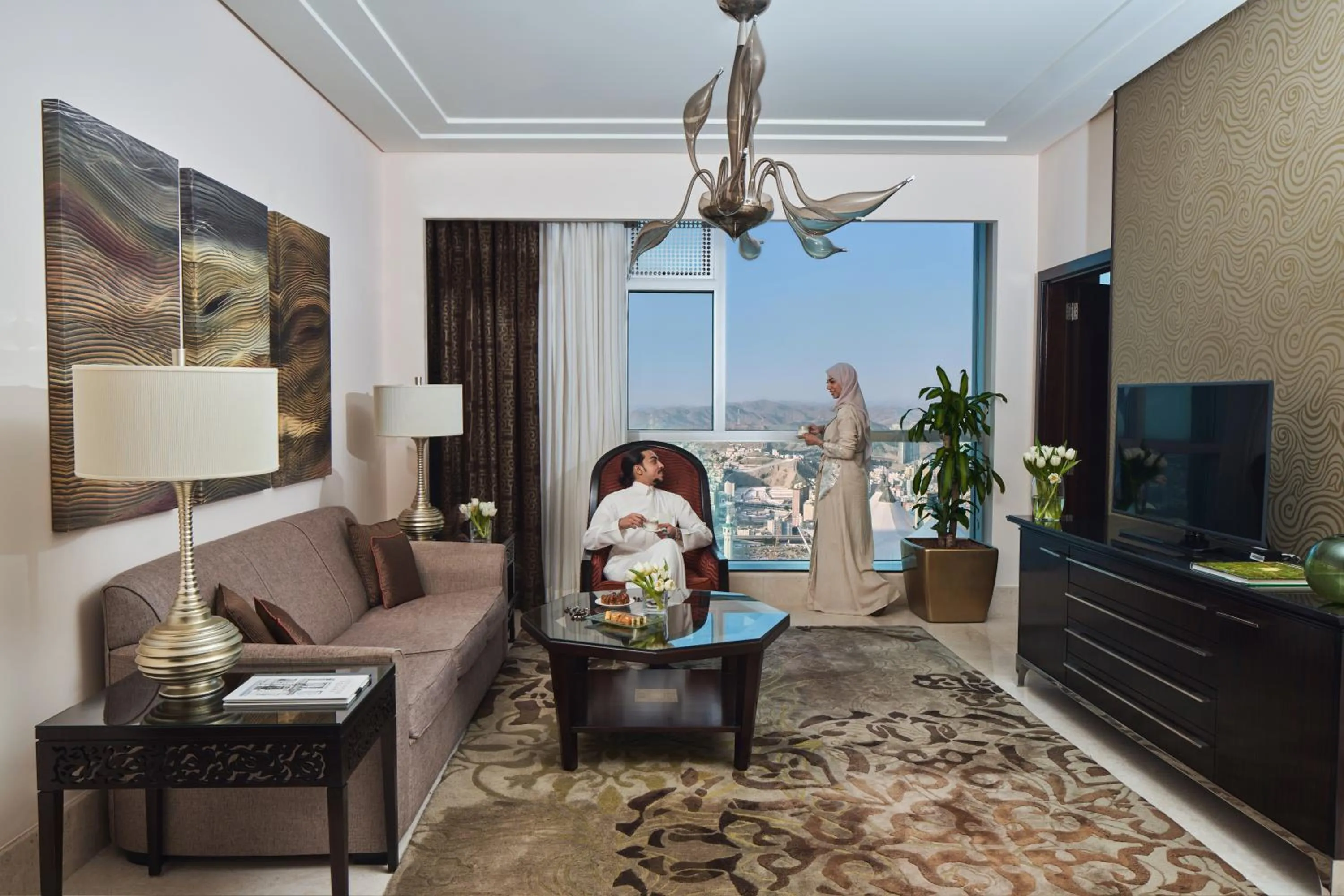 Living room in Makkah Clock Royal Tower, A Fairmont Hotel