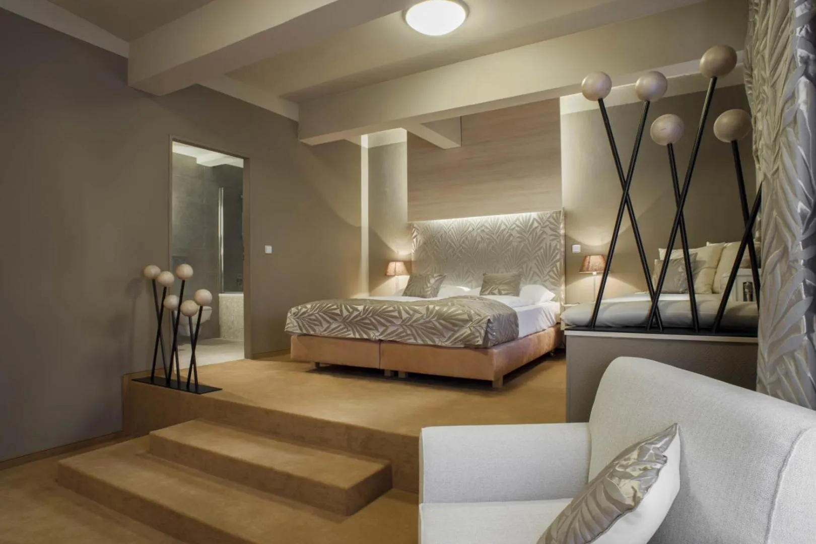 Bed in Pytloun Kampa Garden Hotel Prague